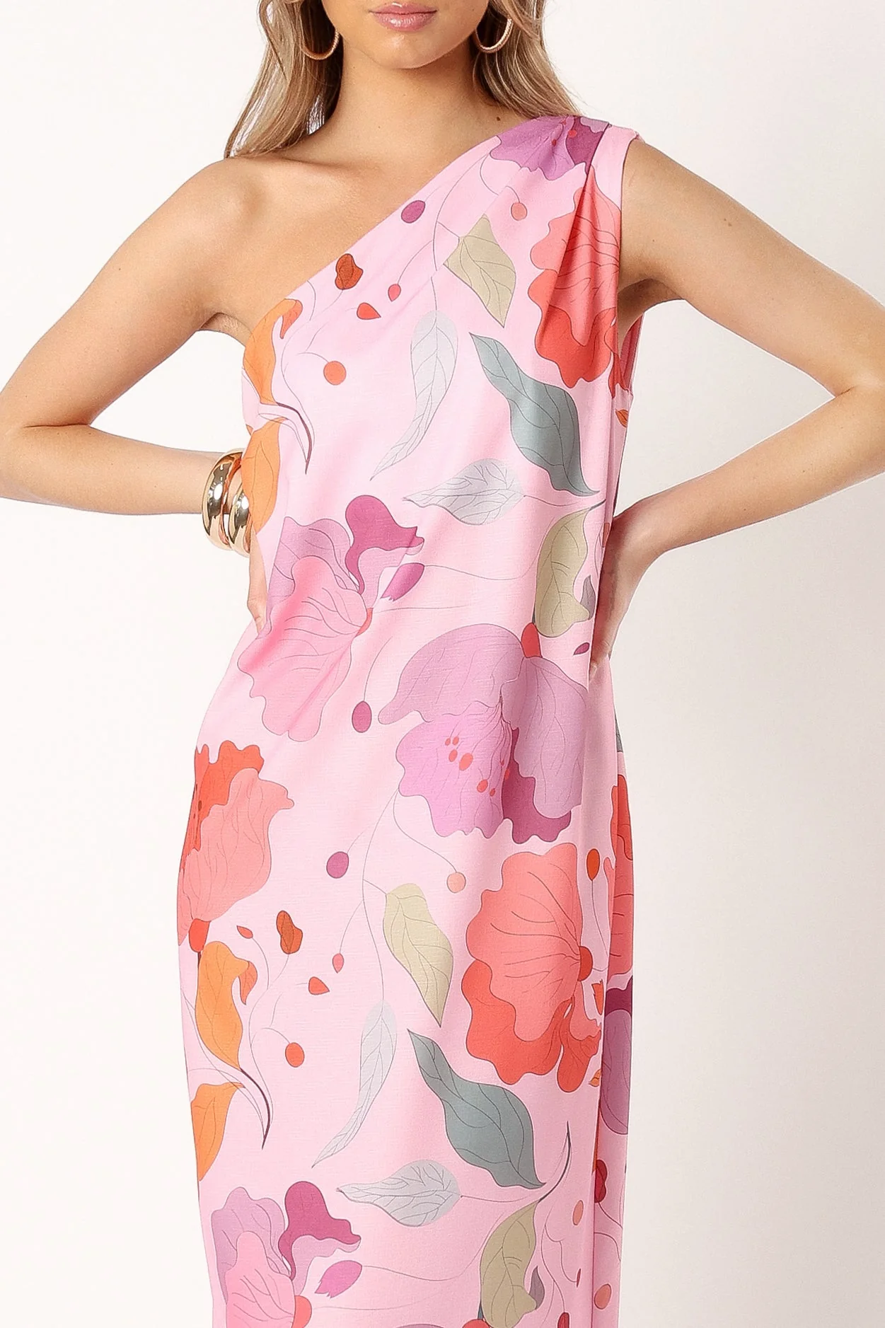 Tillie One Shoulder Maxi Dress - Pink Floral