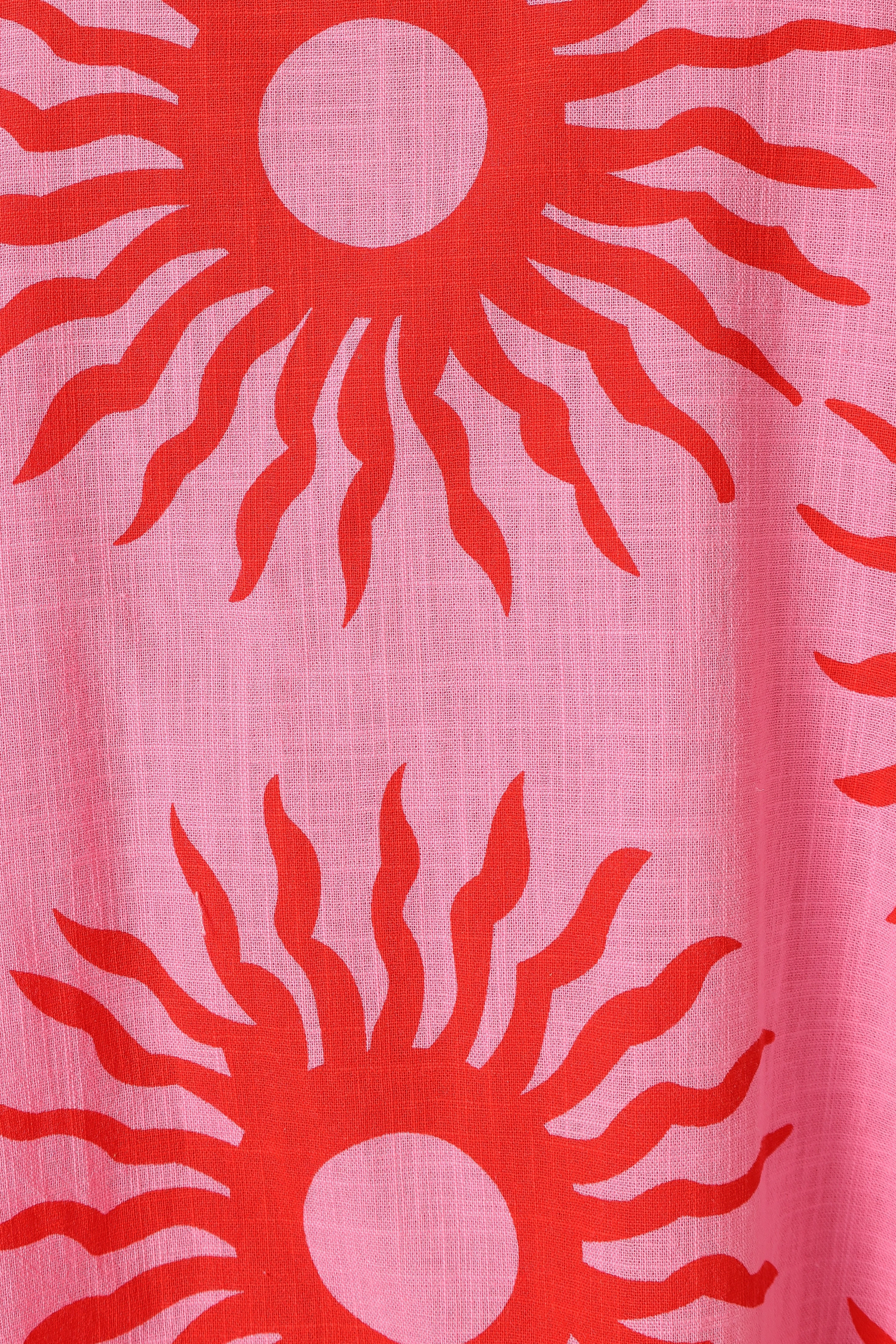 Steph Maxi Dress - Pink Red Sun Print
