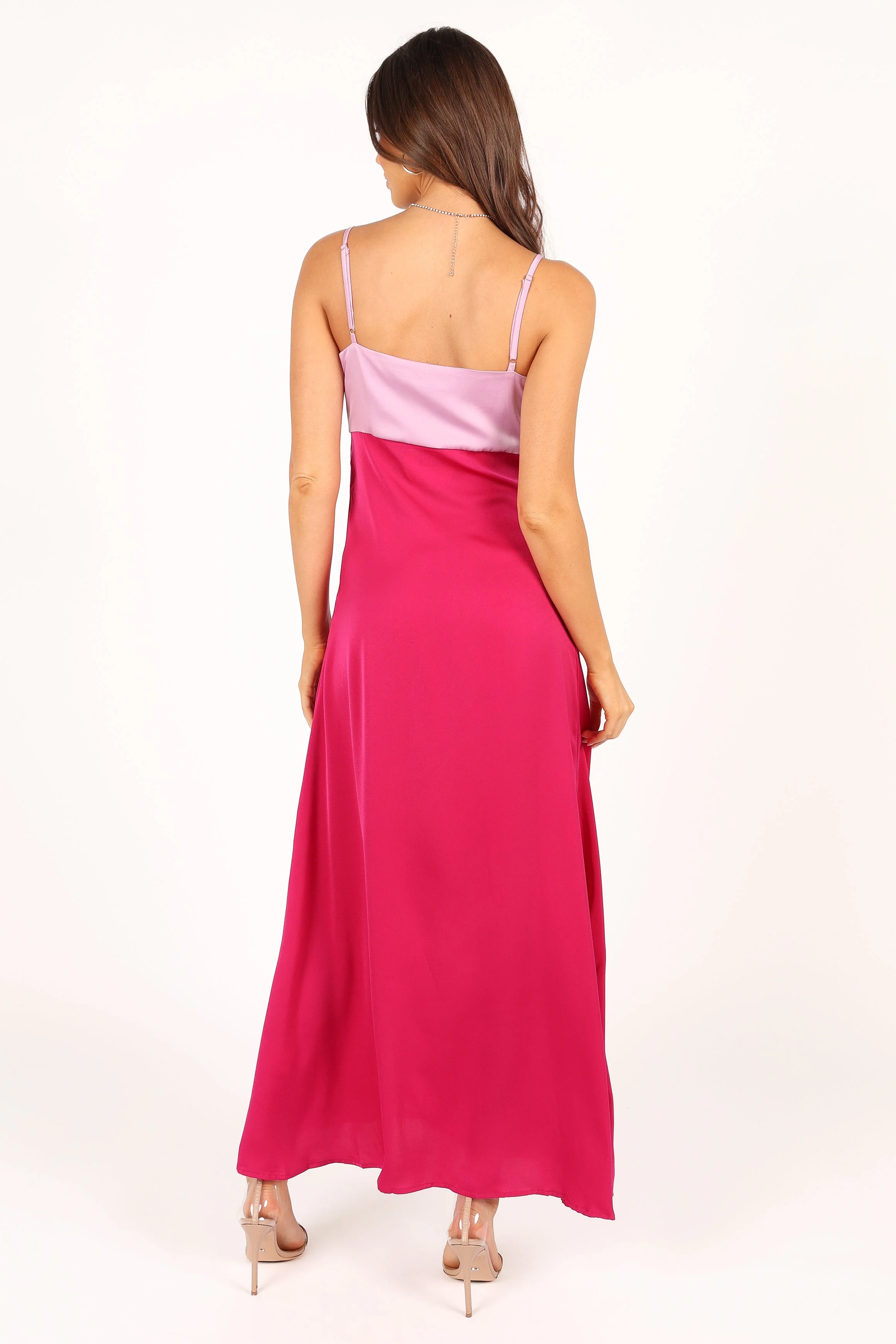 Lumley Colourblock Slip Midi Dress - Berry/Dusty Rose