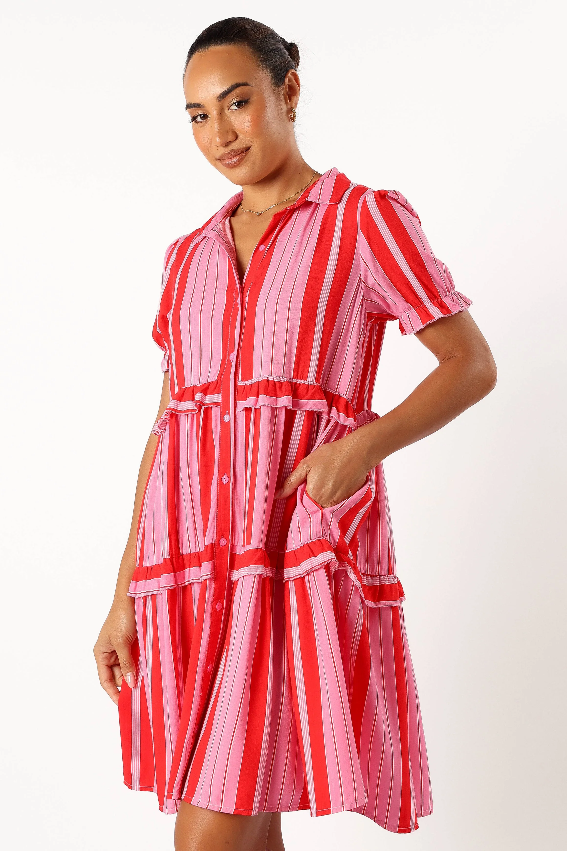 Aurora Mini Dress - Pink Stripe