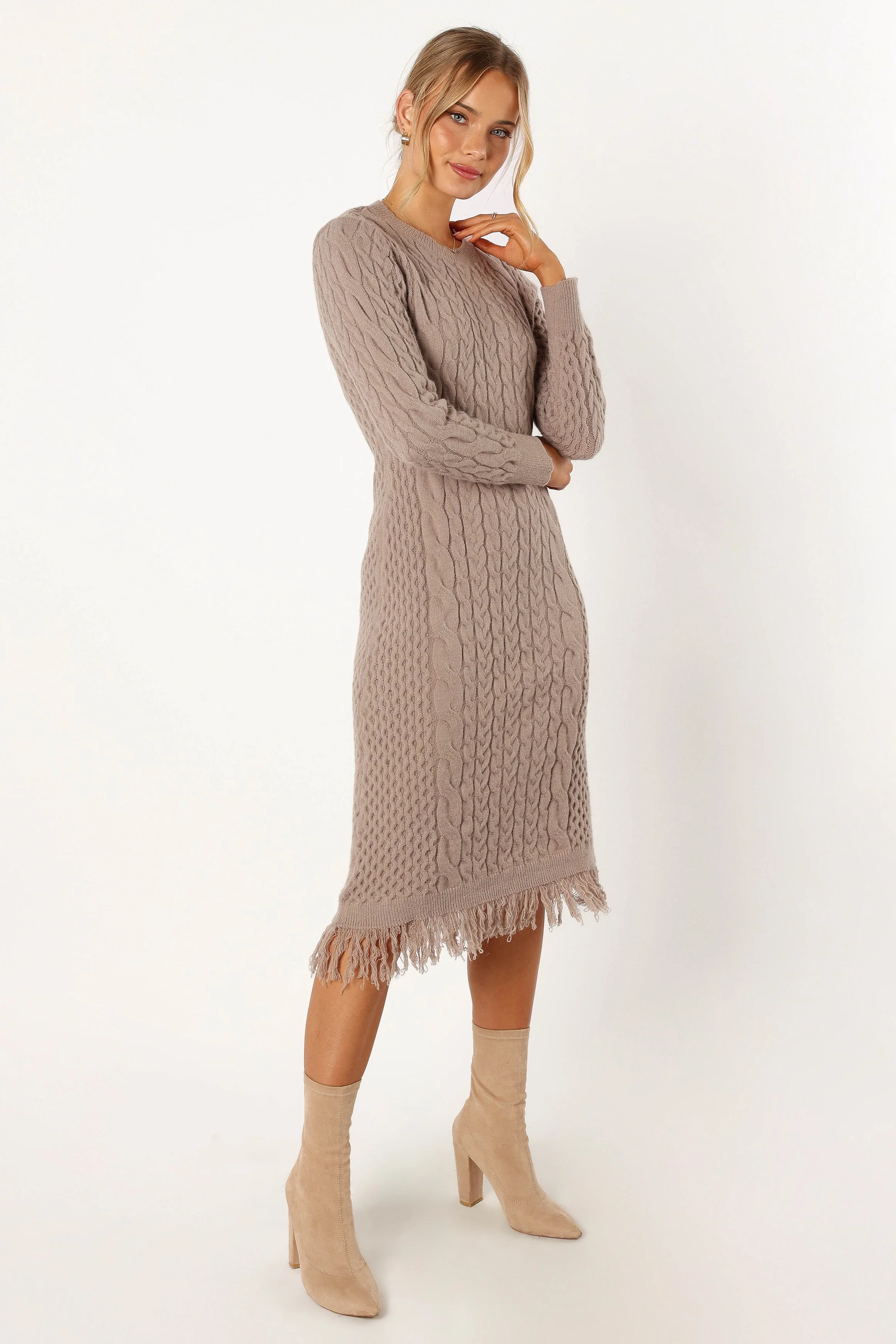 Roberta Long Sleeve Knit Dress - Grey
