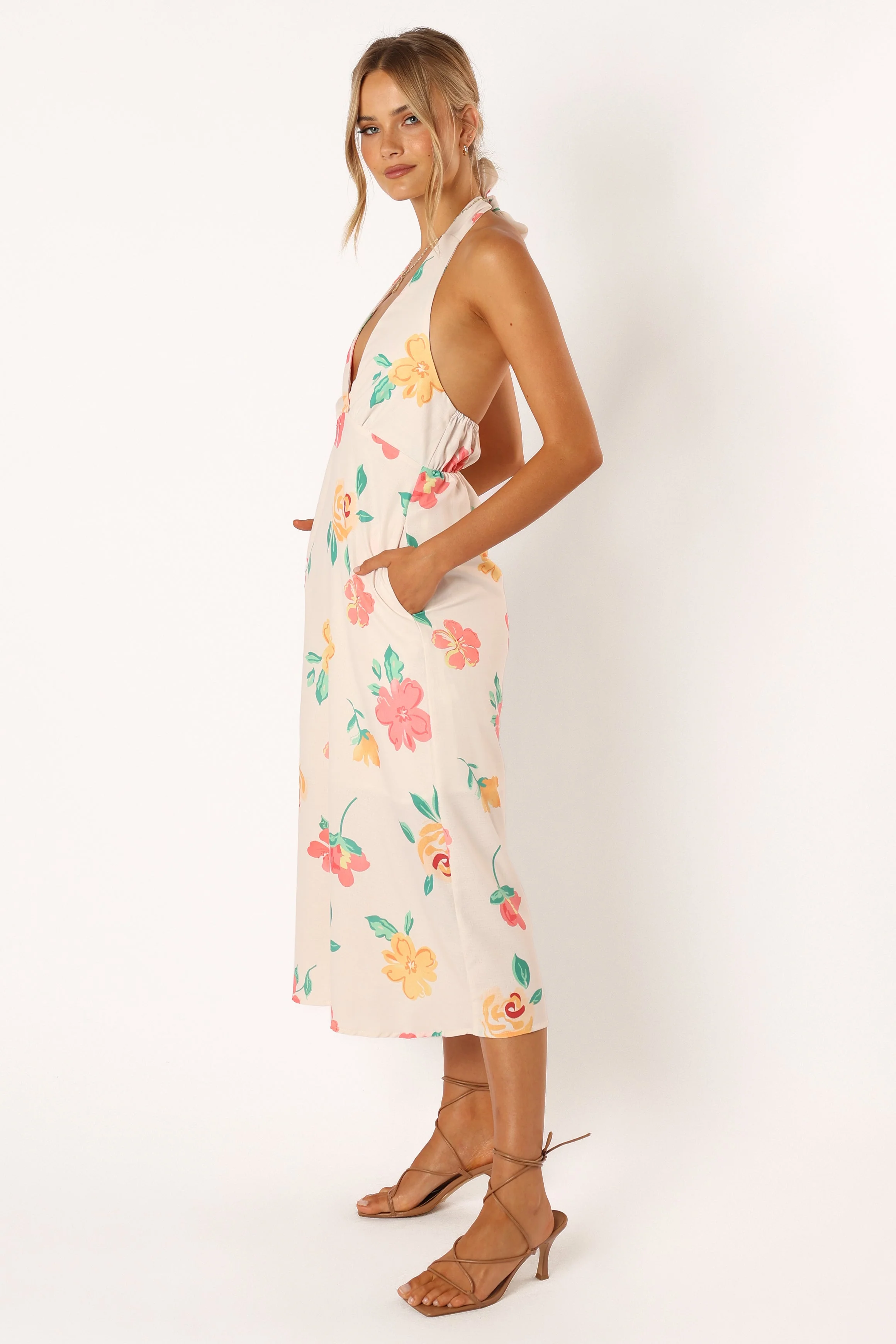 Lylly Floral Midi Dress - White