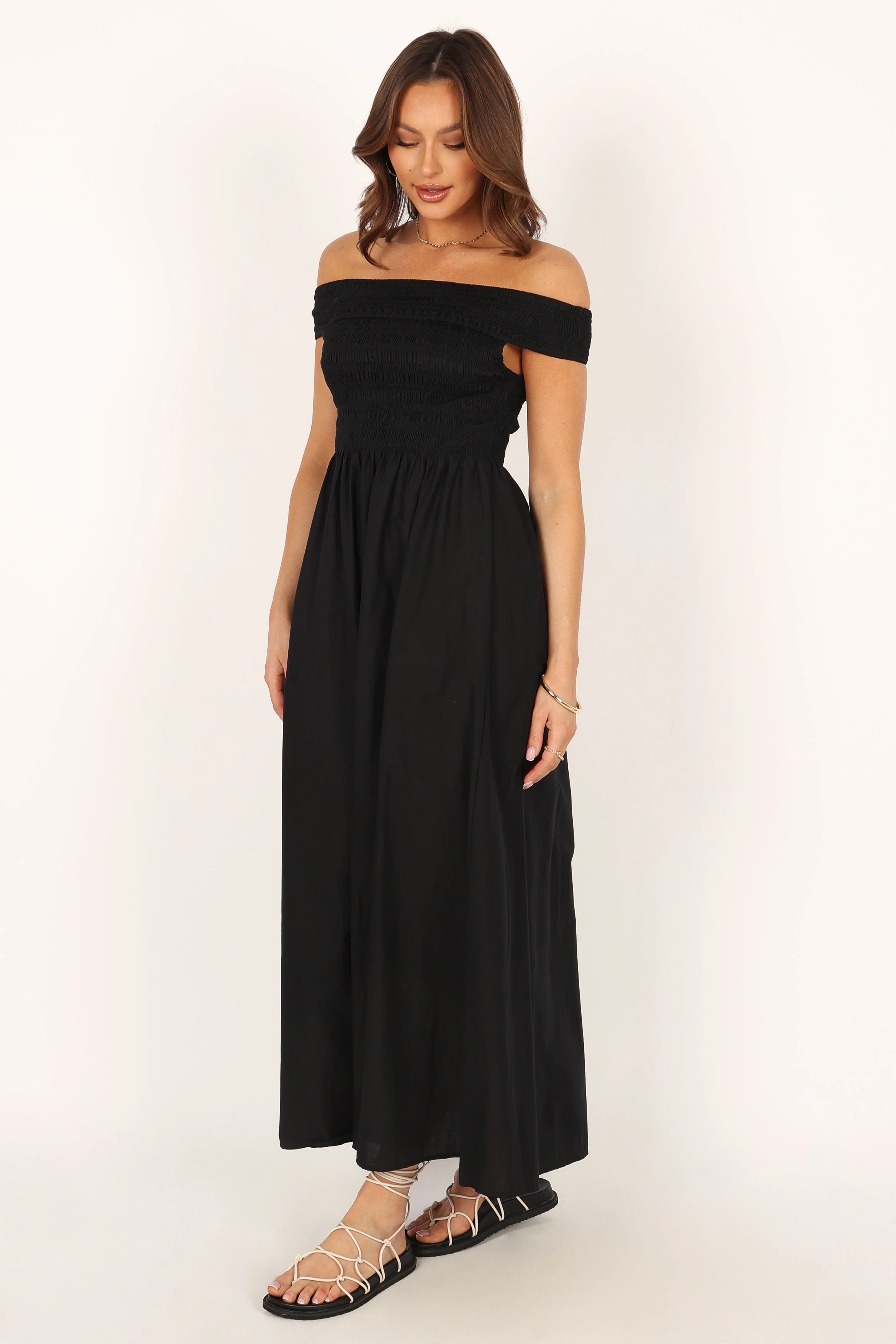 Tessa Off Shoulder Maxi Dress - Black