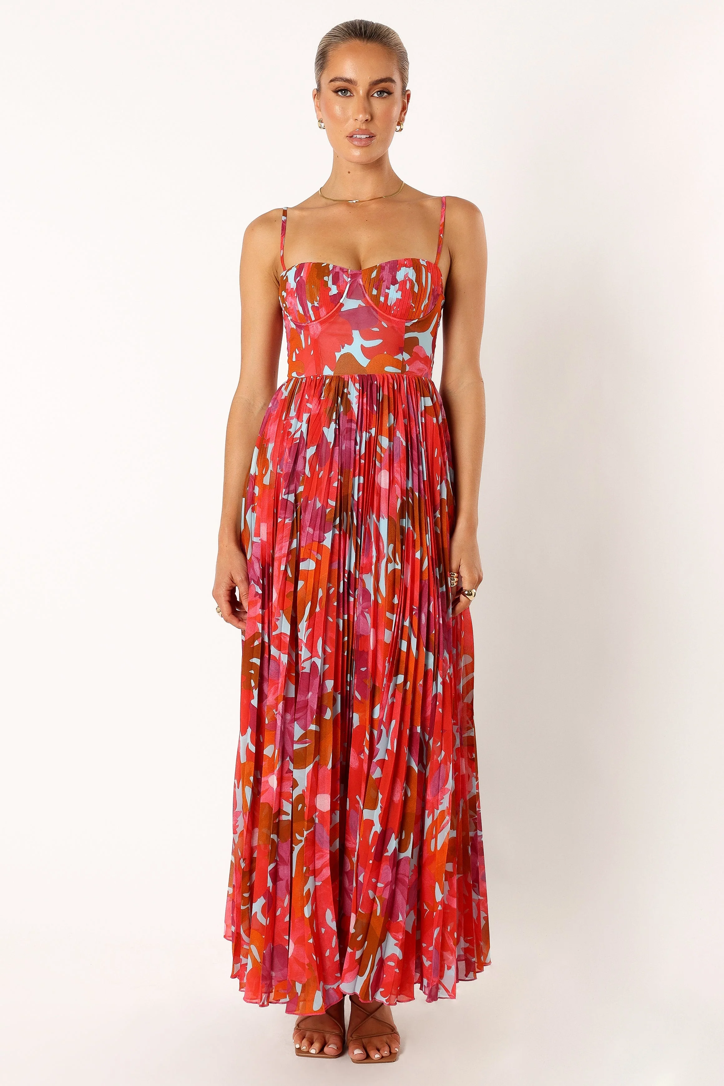 Achanti Pleated Maxi Dress - Pink Azalea