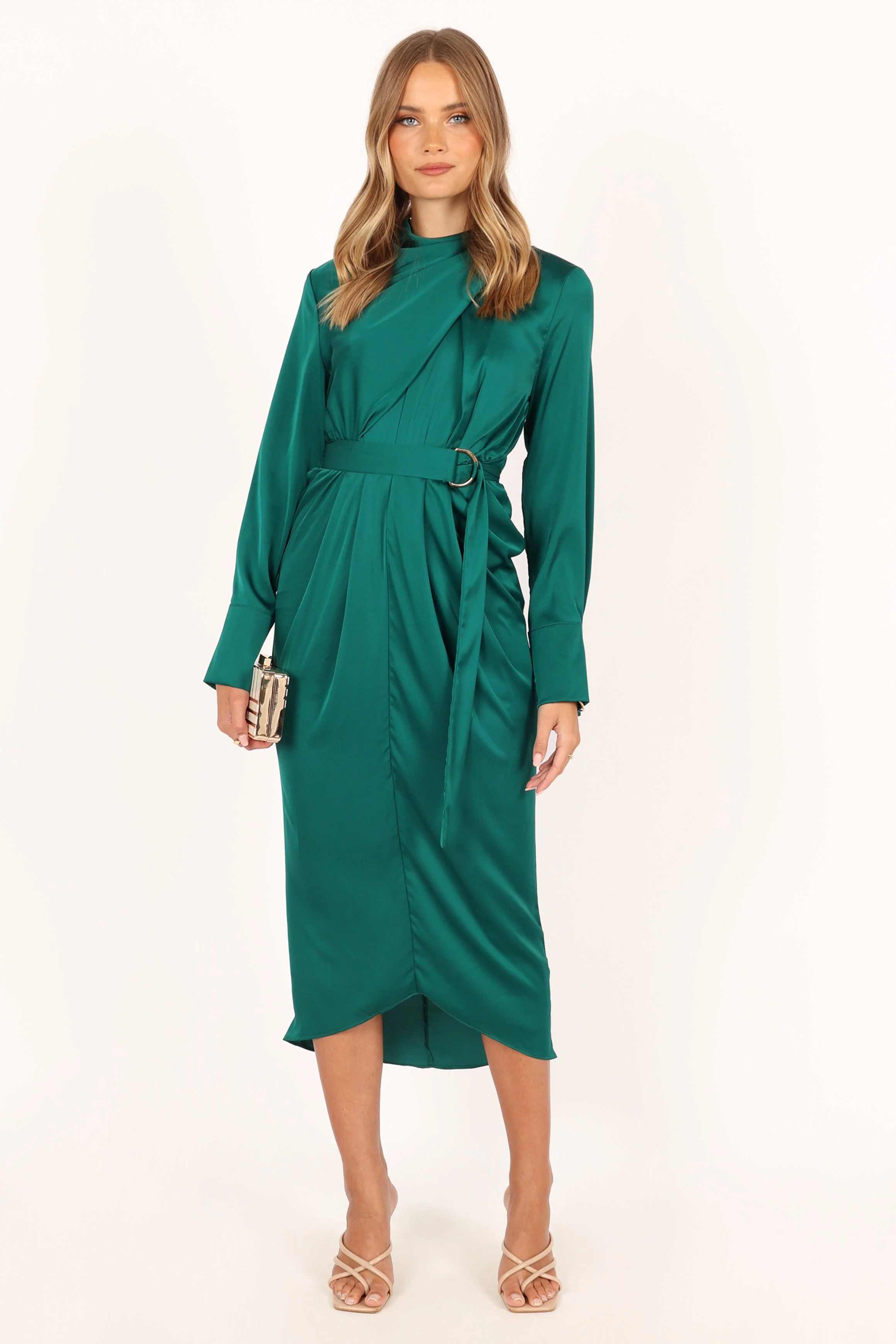 Dionne Long Sleeve Midi Dress - Emerald