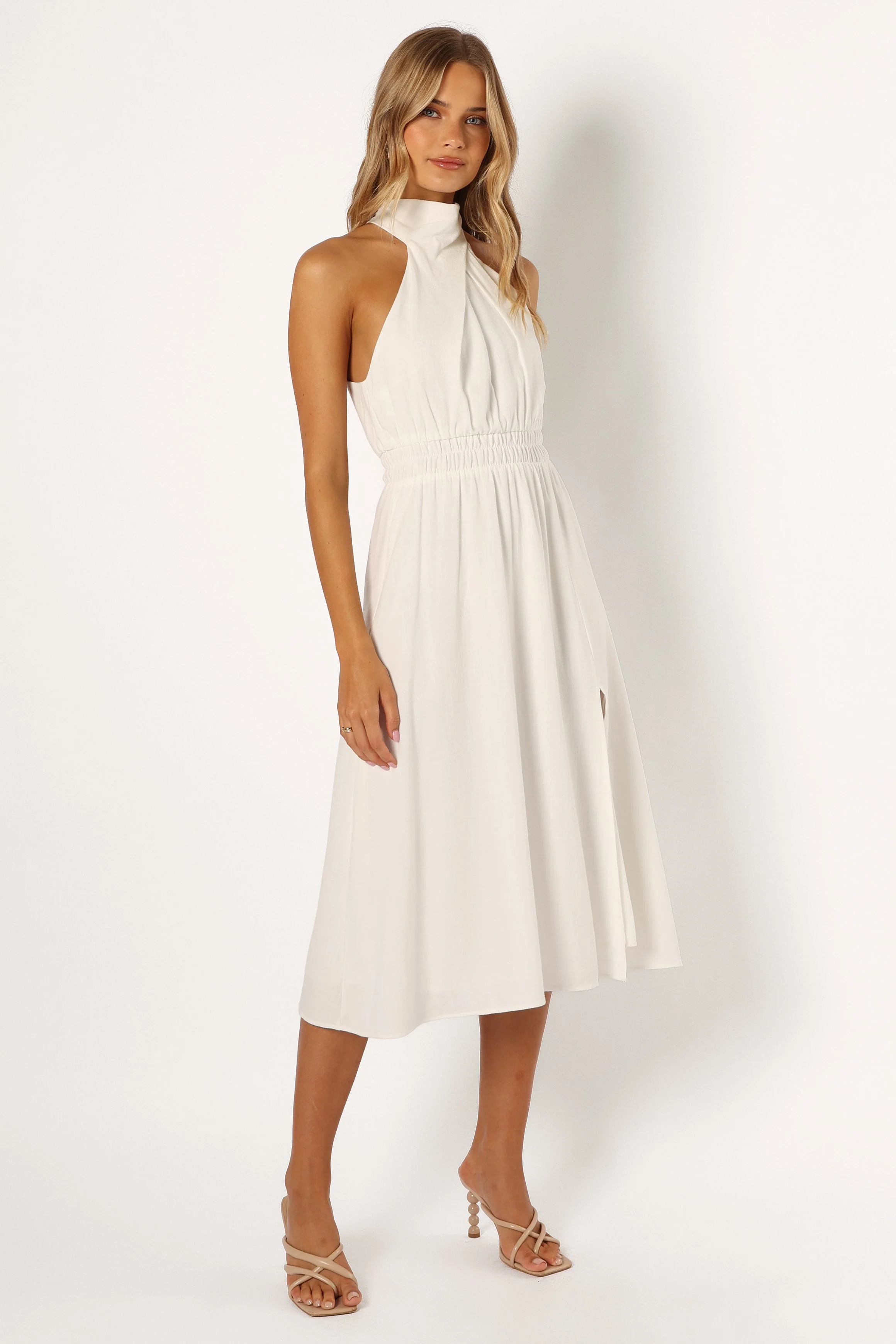 Caliente Halterneck Midi Dress - White