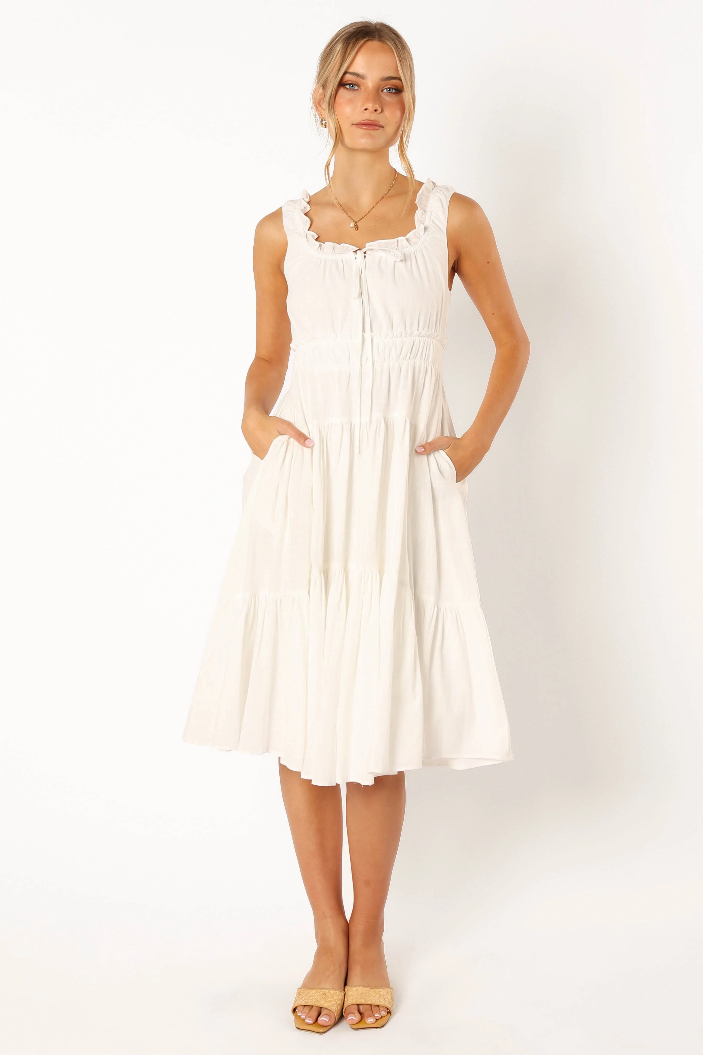 Oriana Midi Dress - White