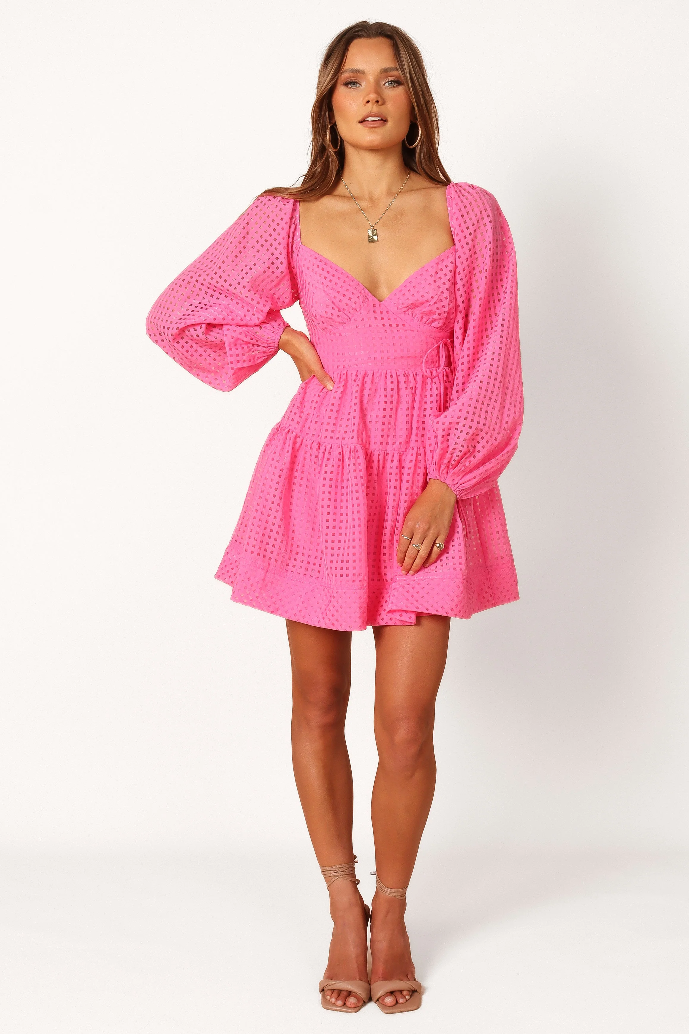 Augusta Long Sleeve Mini Dress - Magenta