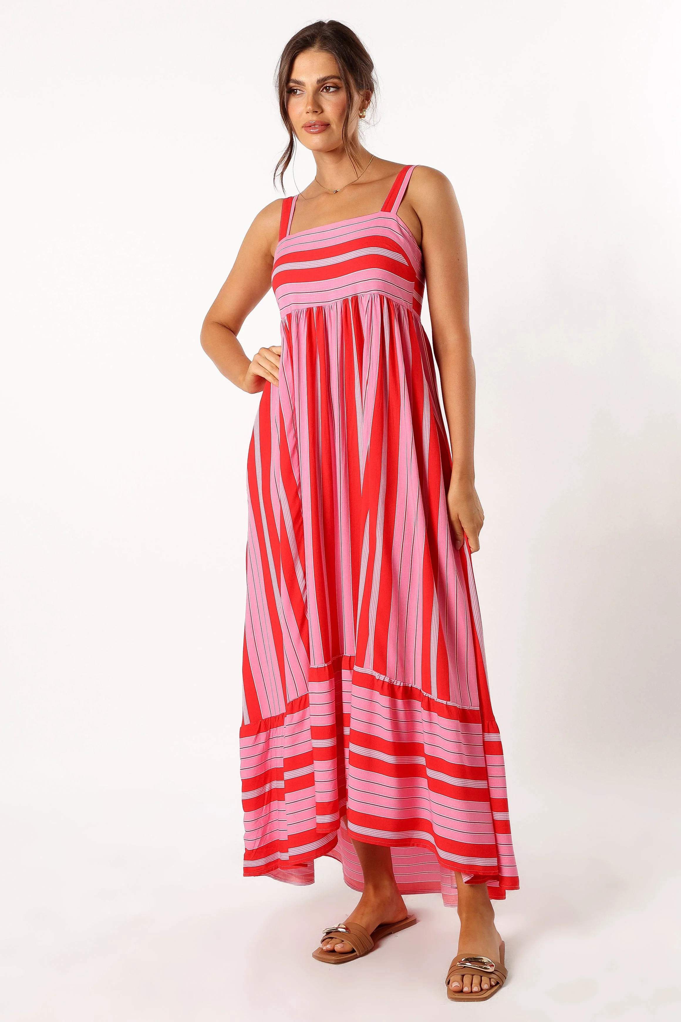 Aurelia Midi Dress - Pink Stripe