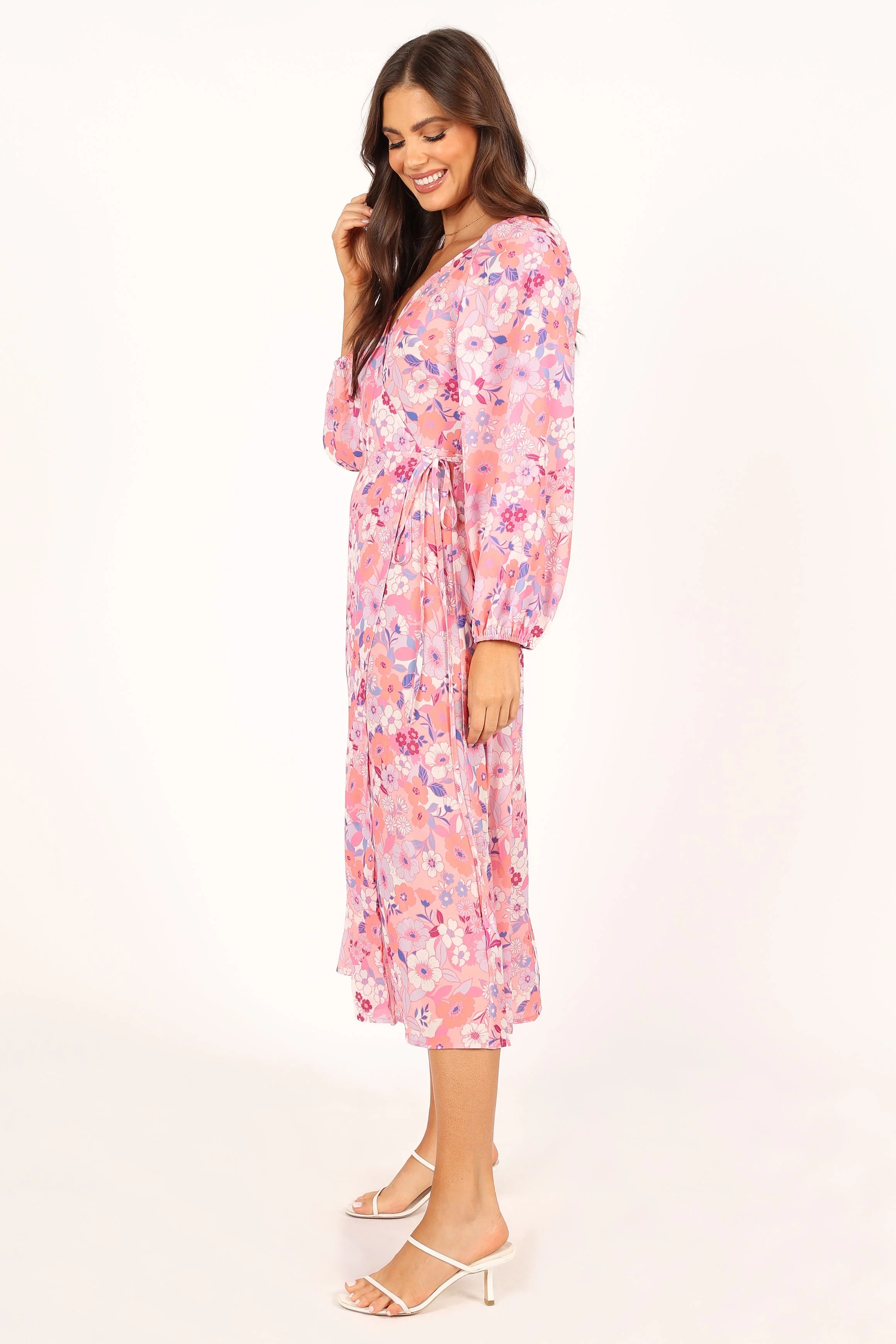 Phiona Long Sleeve Midi Dress - Pink Floral