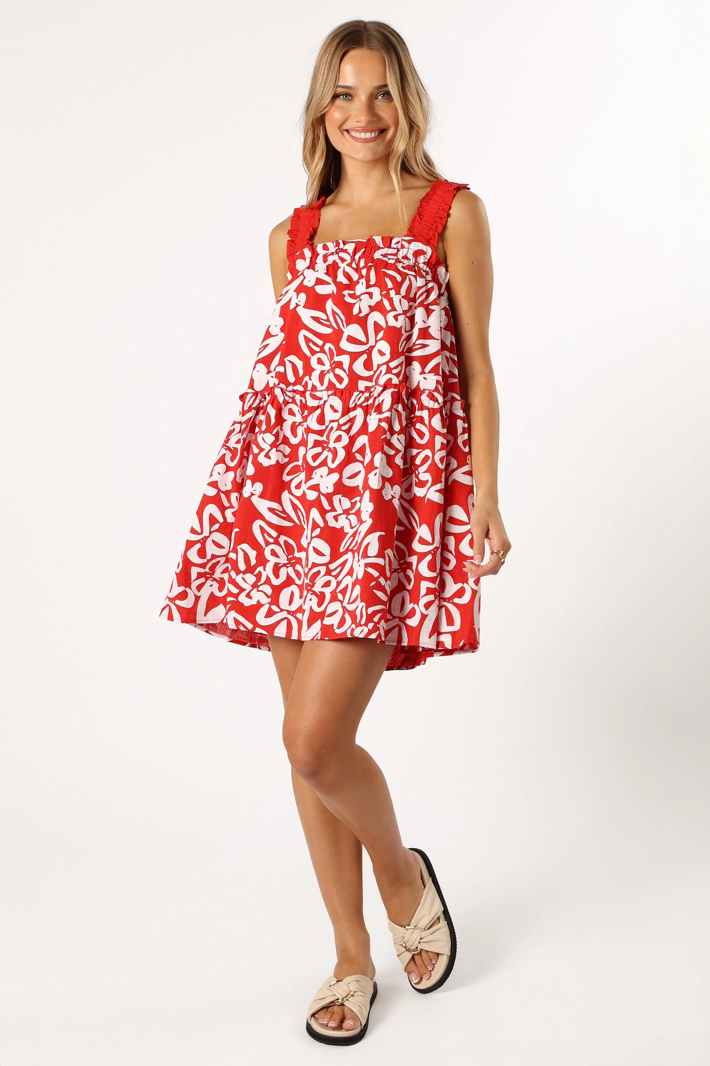 Elena Mini Dress - Red Floral