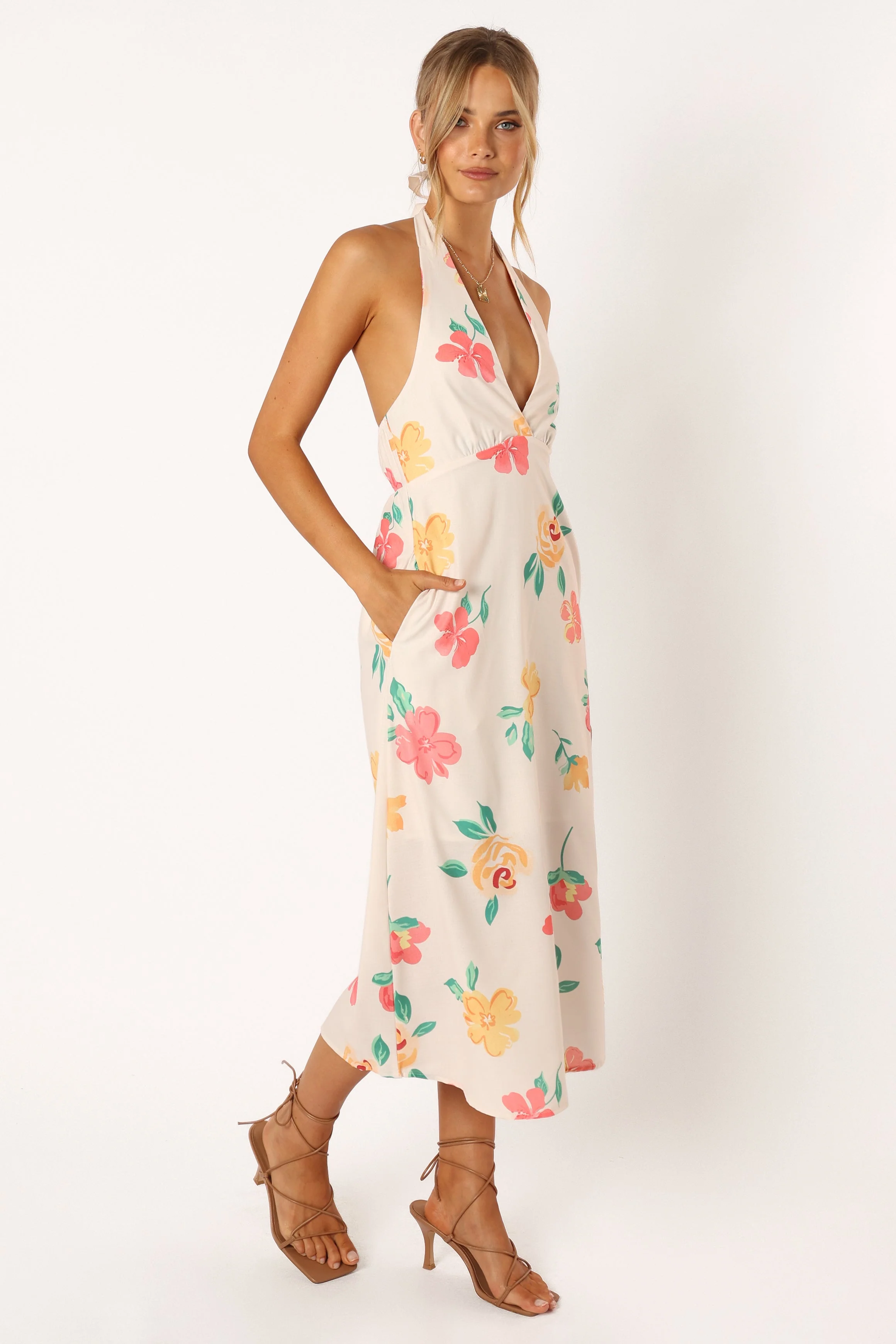Lylly Floral Midi Dress - White