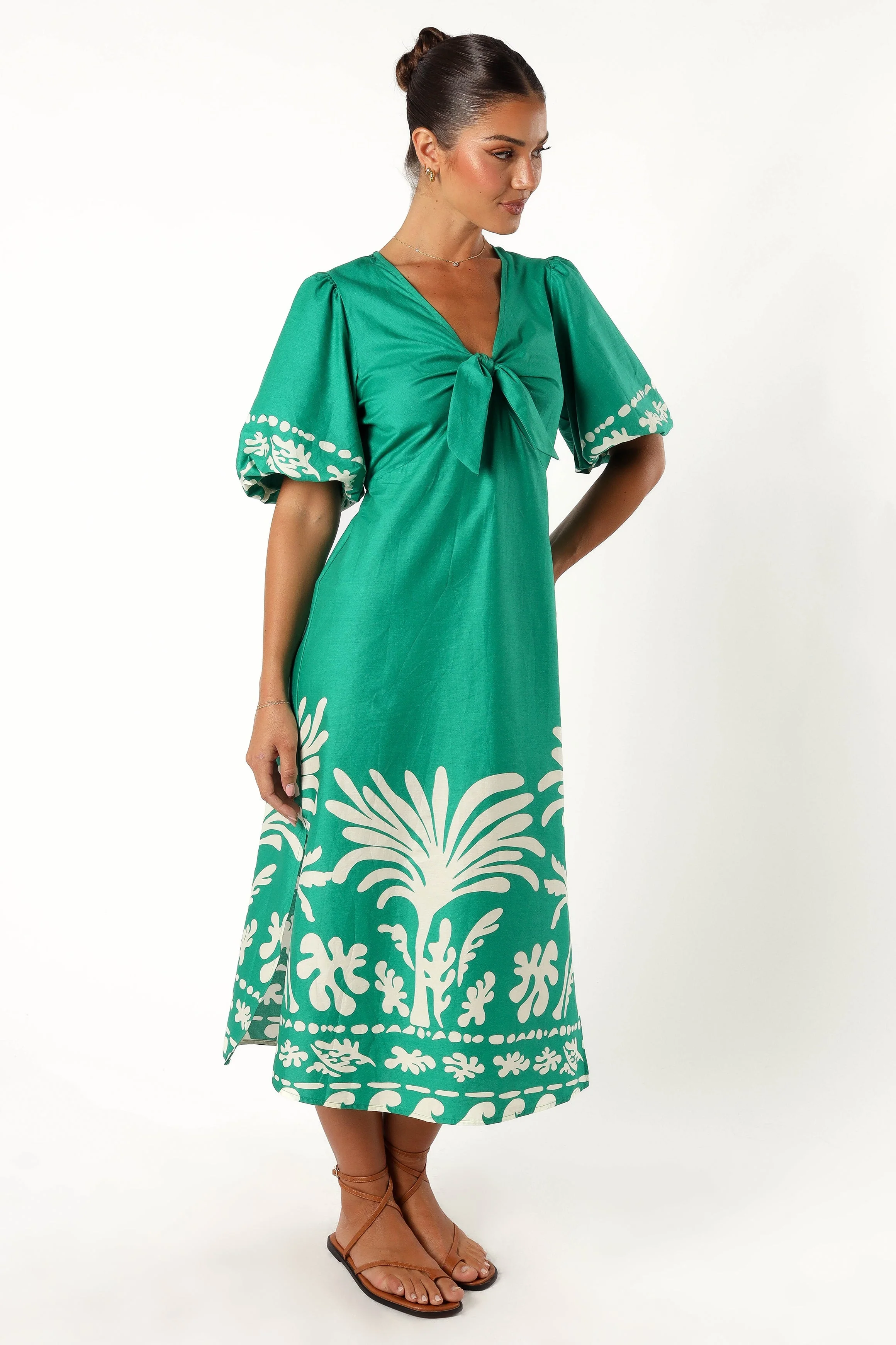 Chinta Midi Dress - Green Print