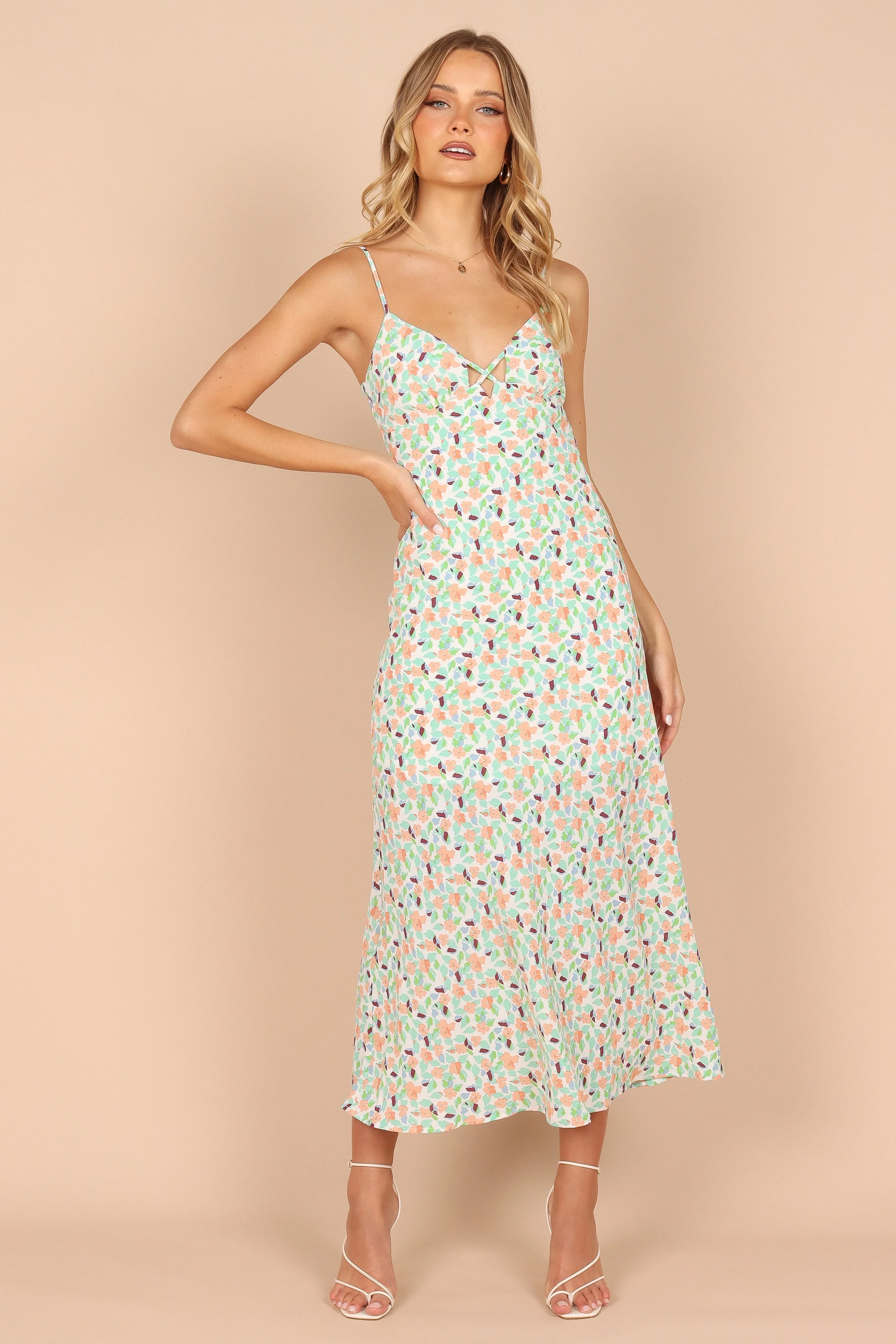 Whisoen Midi Dress - Green Floral