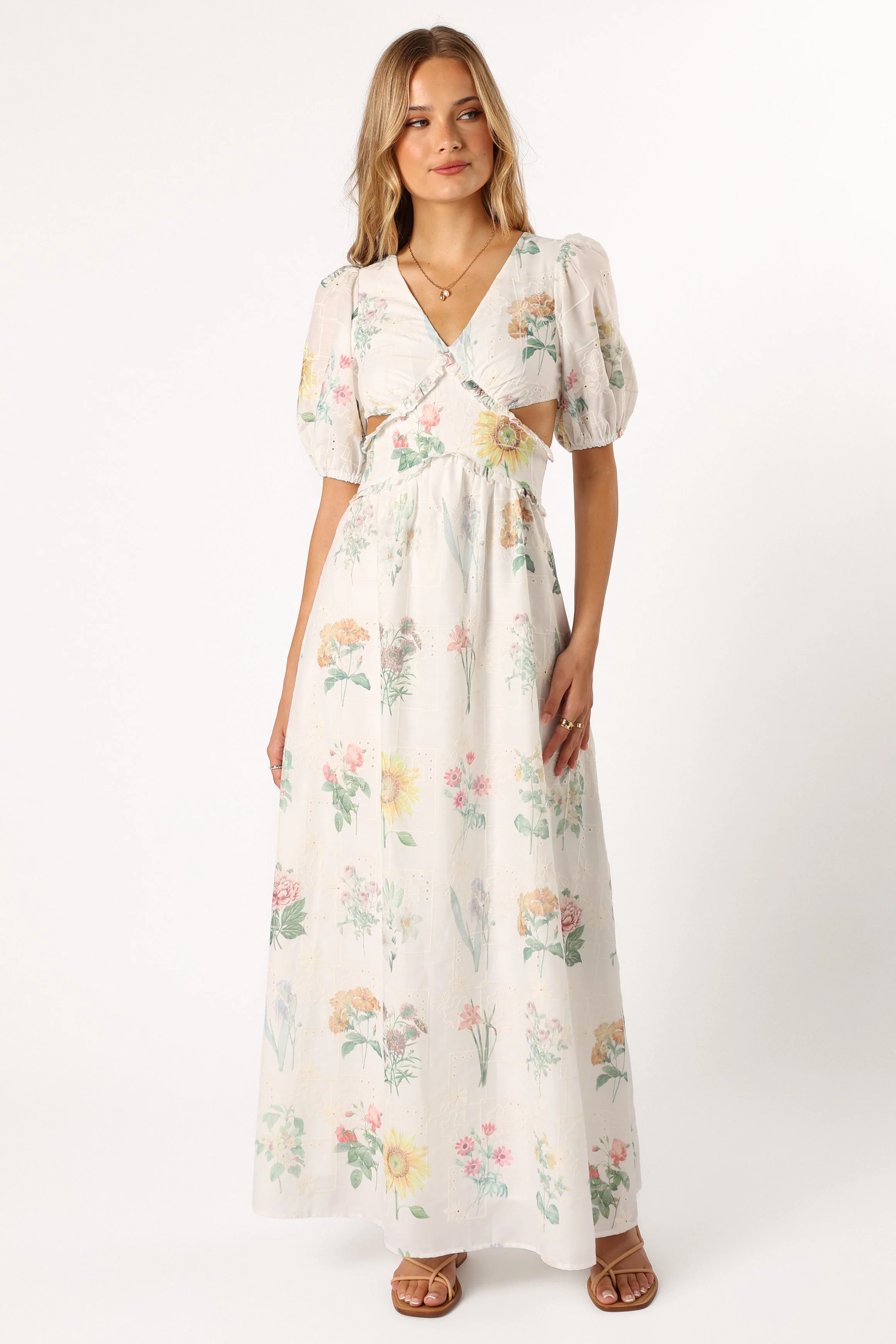Jemima Puff Shoulder Maxi Dress - Floral