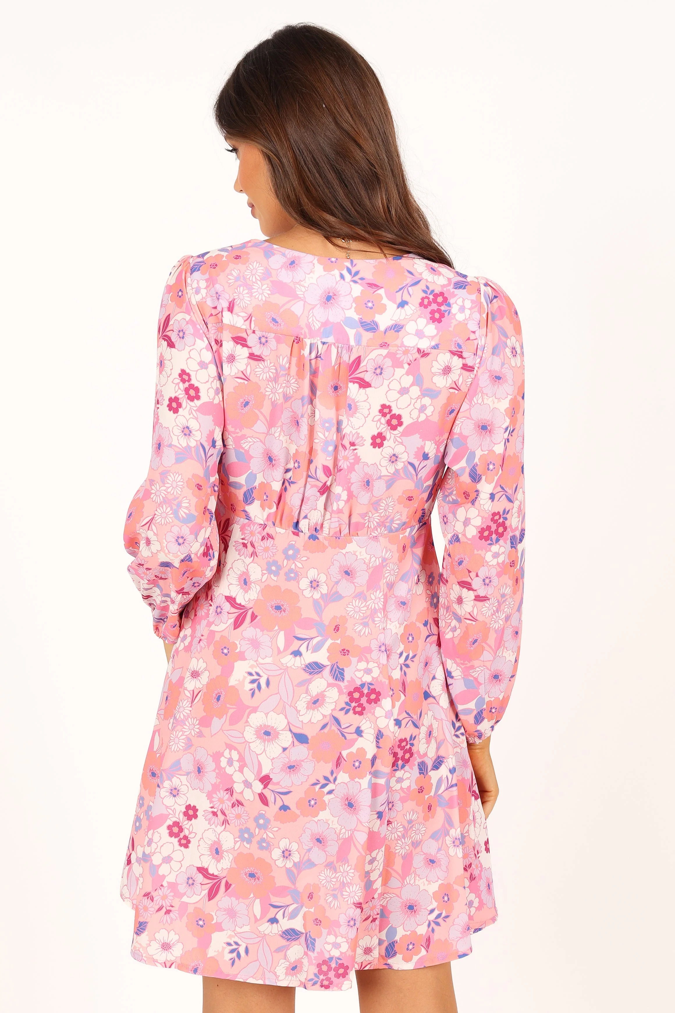 Finnick Long Sleeve Mini Dress - Pink Floral