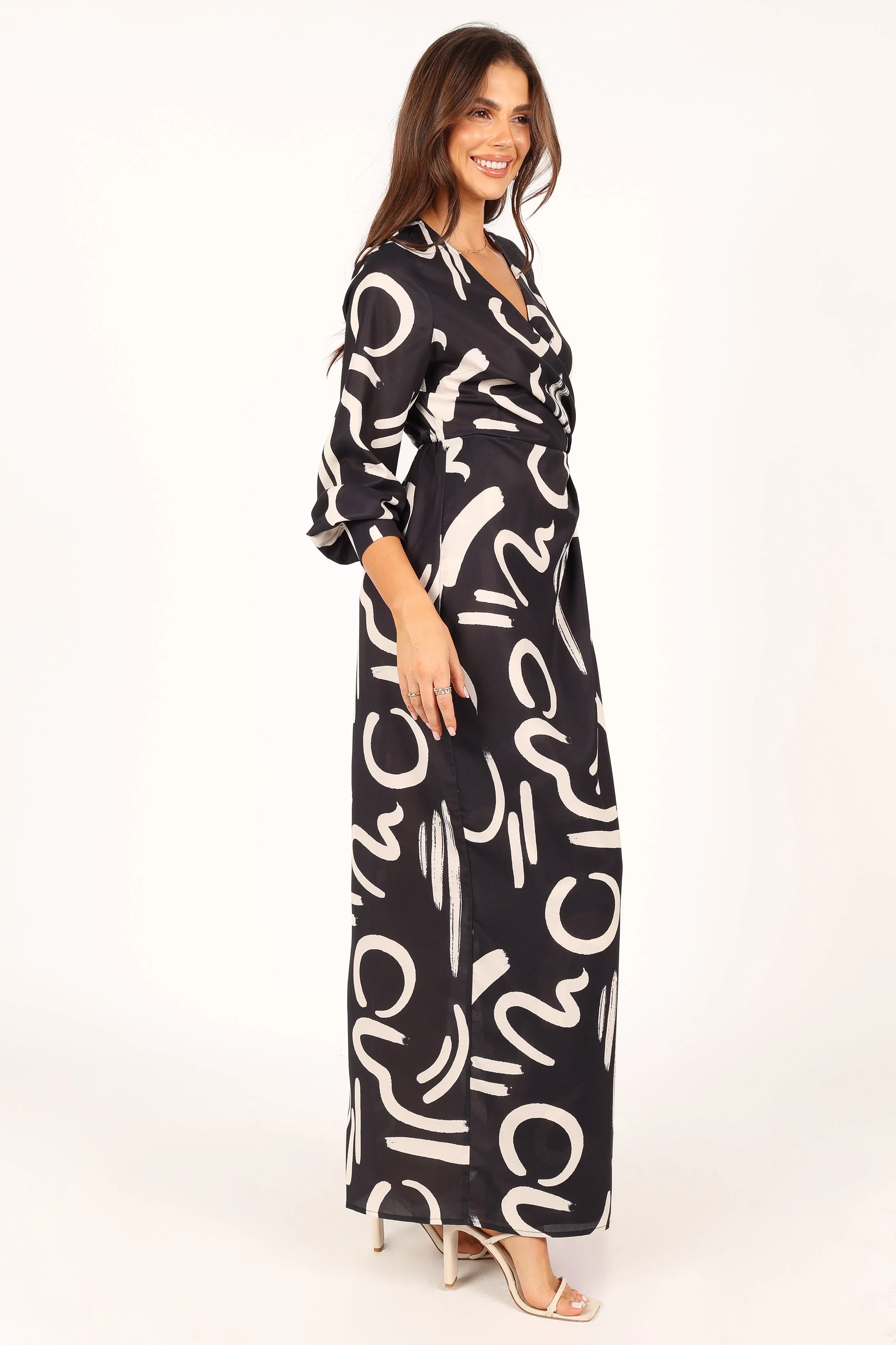 Helen Long Sleeve Maxi Dress - Black White