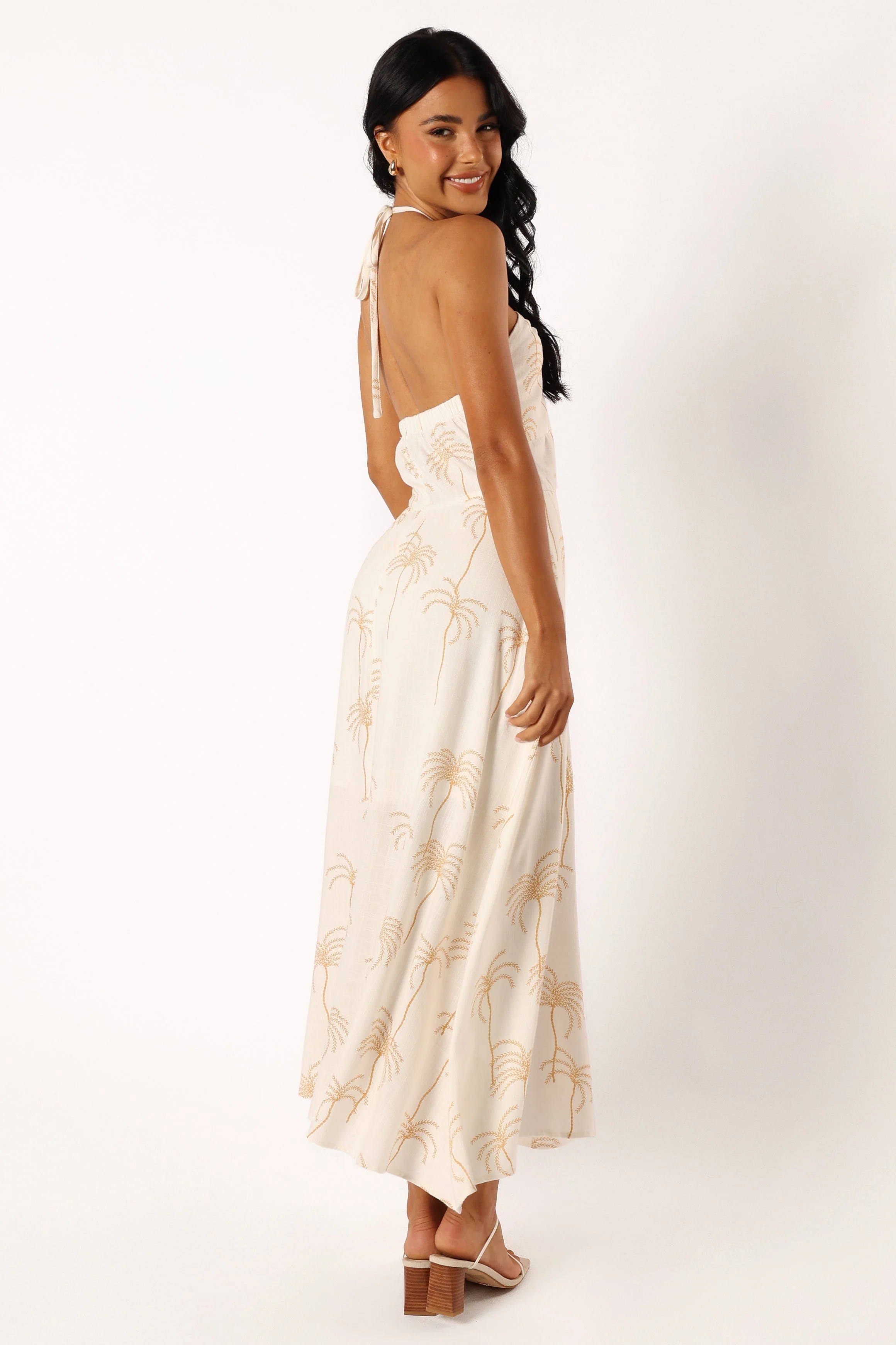 Granger Halterneck Midi Dress - White Print