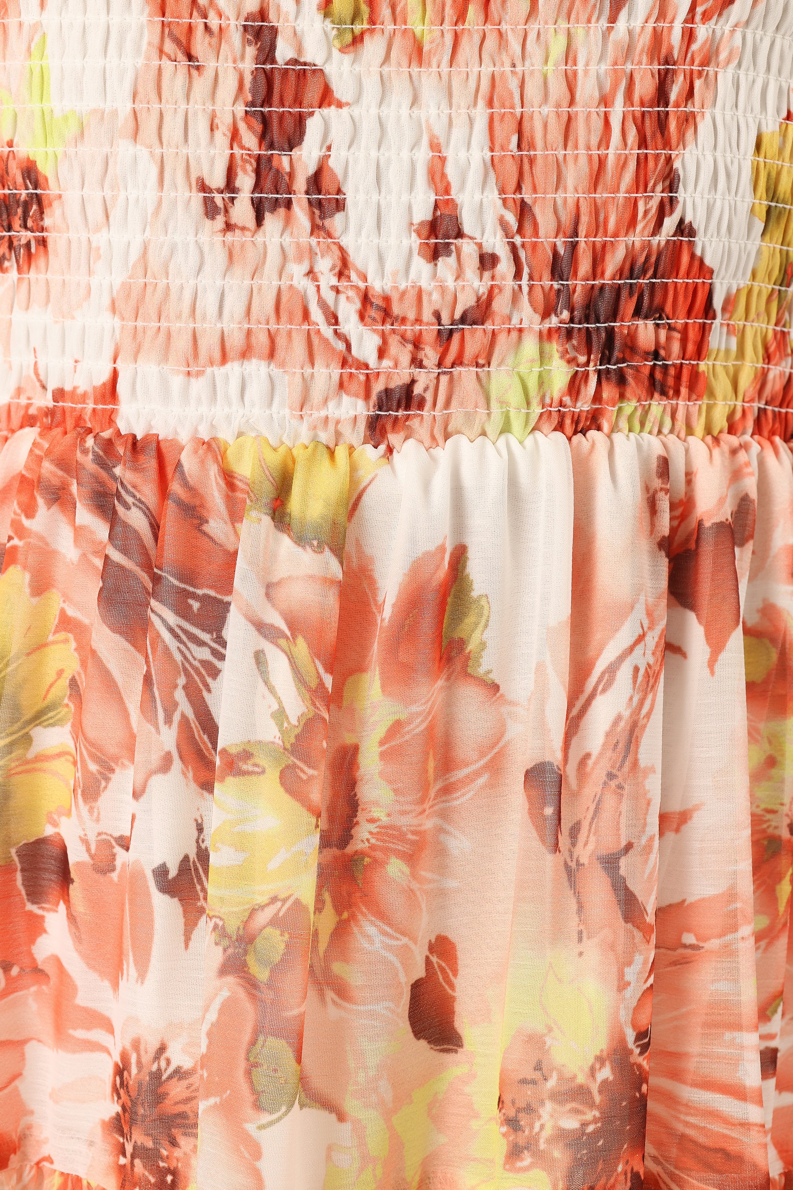 Jolie Puff Sleeve Midi Dress - Coral