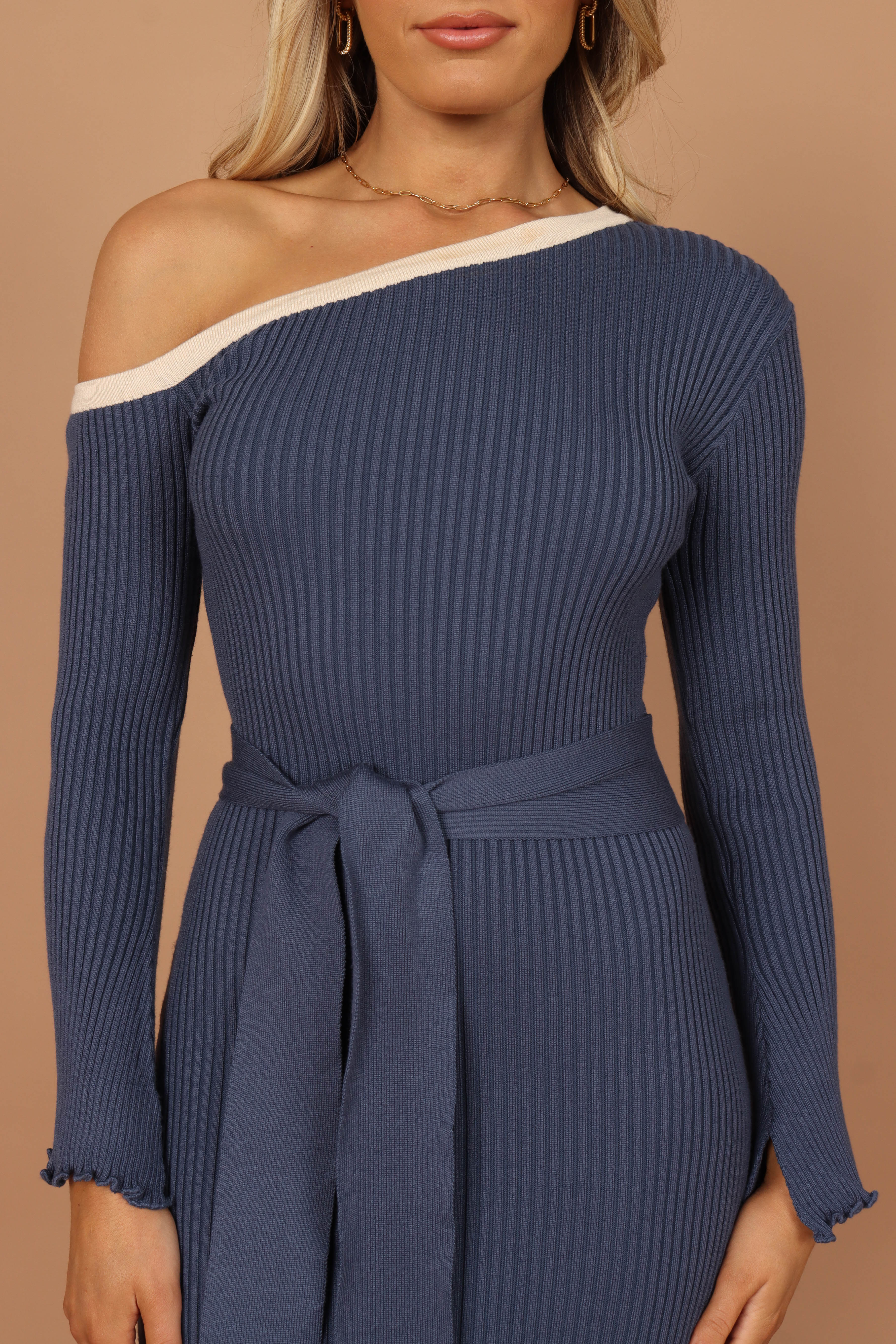 Milan Off Shoulder Midi Dress - Midnight Blue