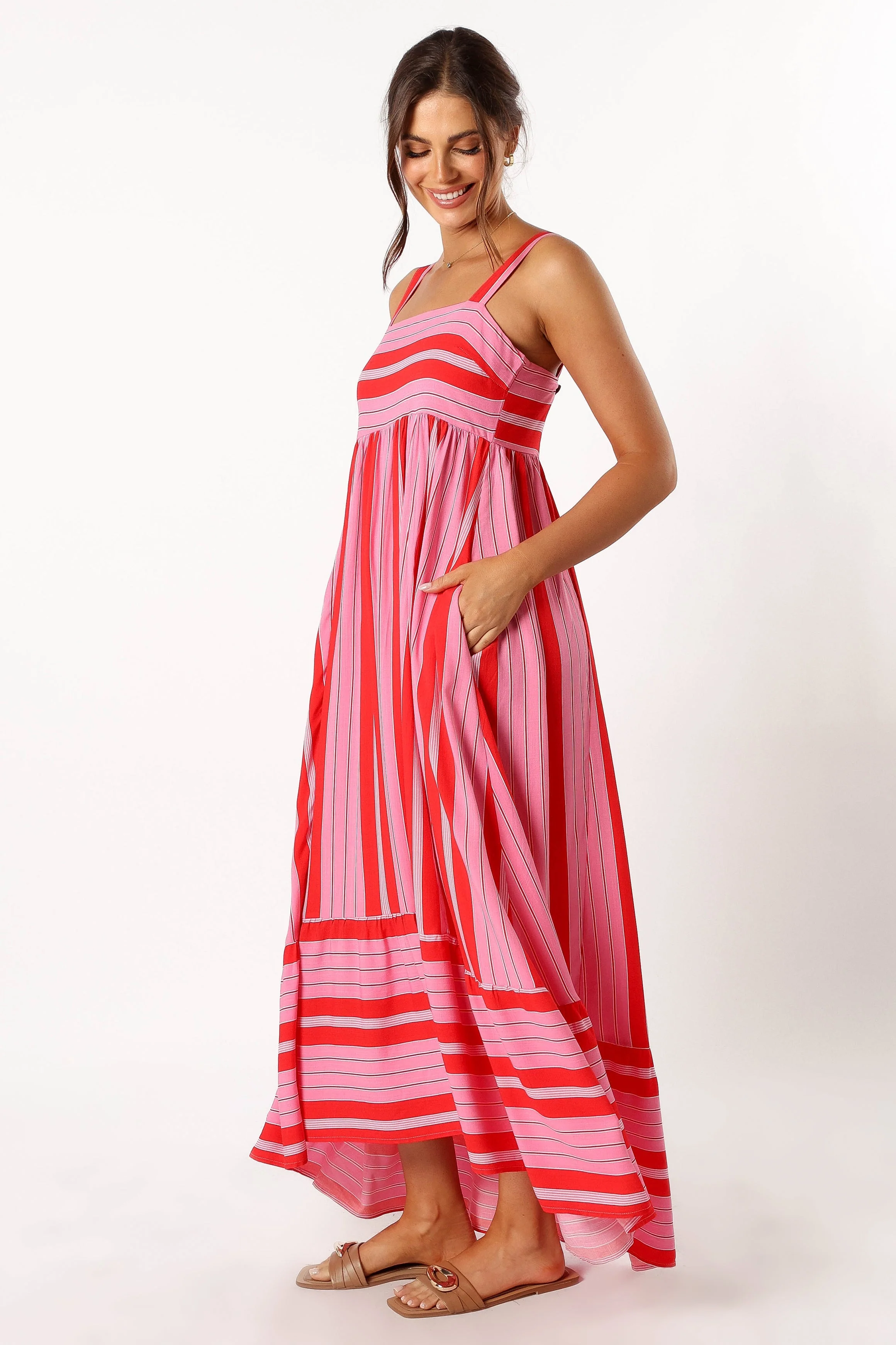 Aurelia Midi Dress - Pink Stripe
