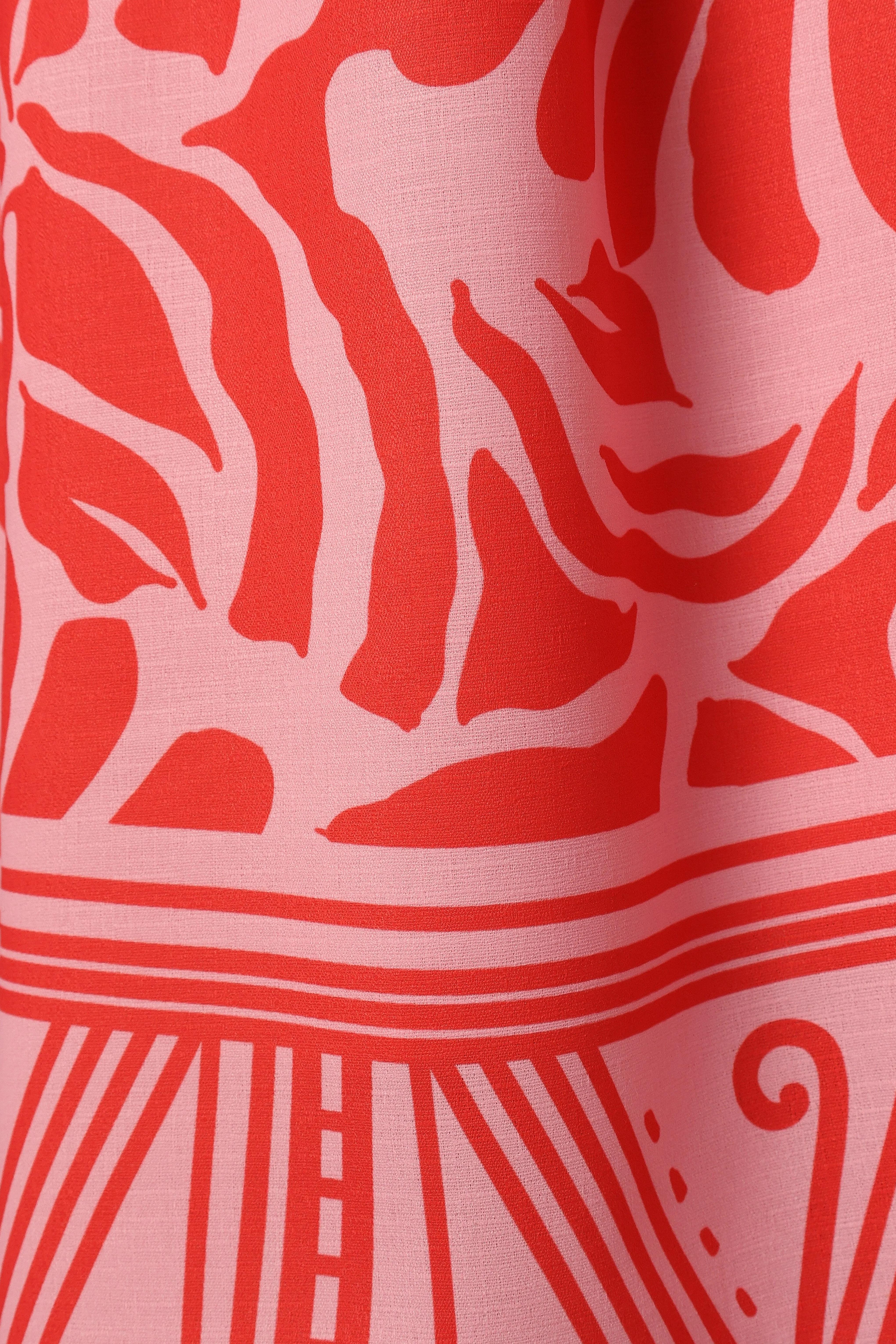 Denali Midi Dress - Red Pink Print