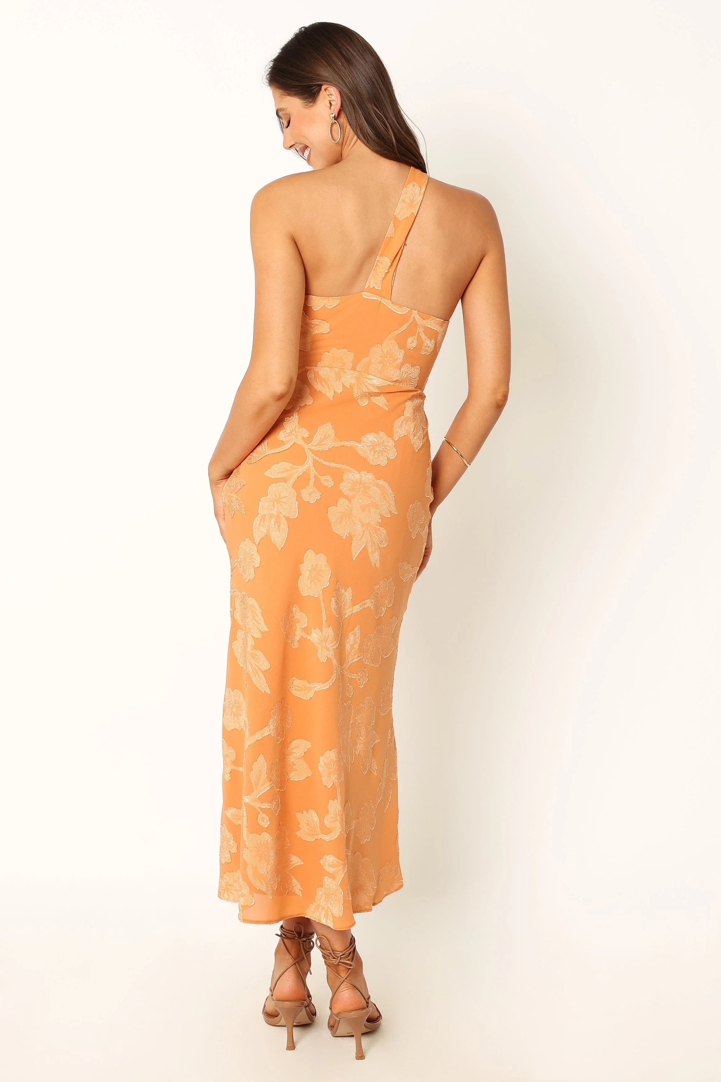 Geena One Shoulder Midi Dress - Orange