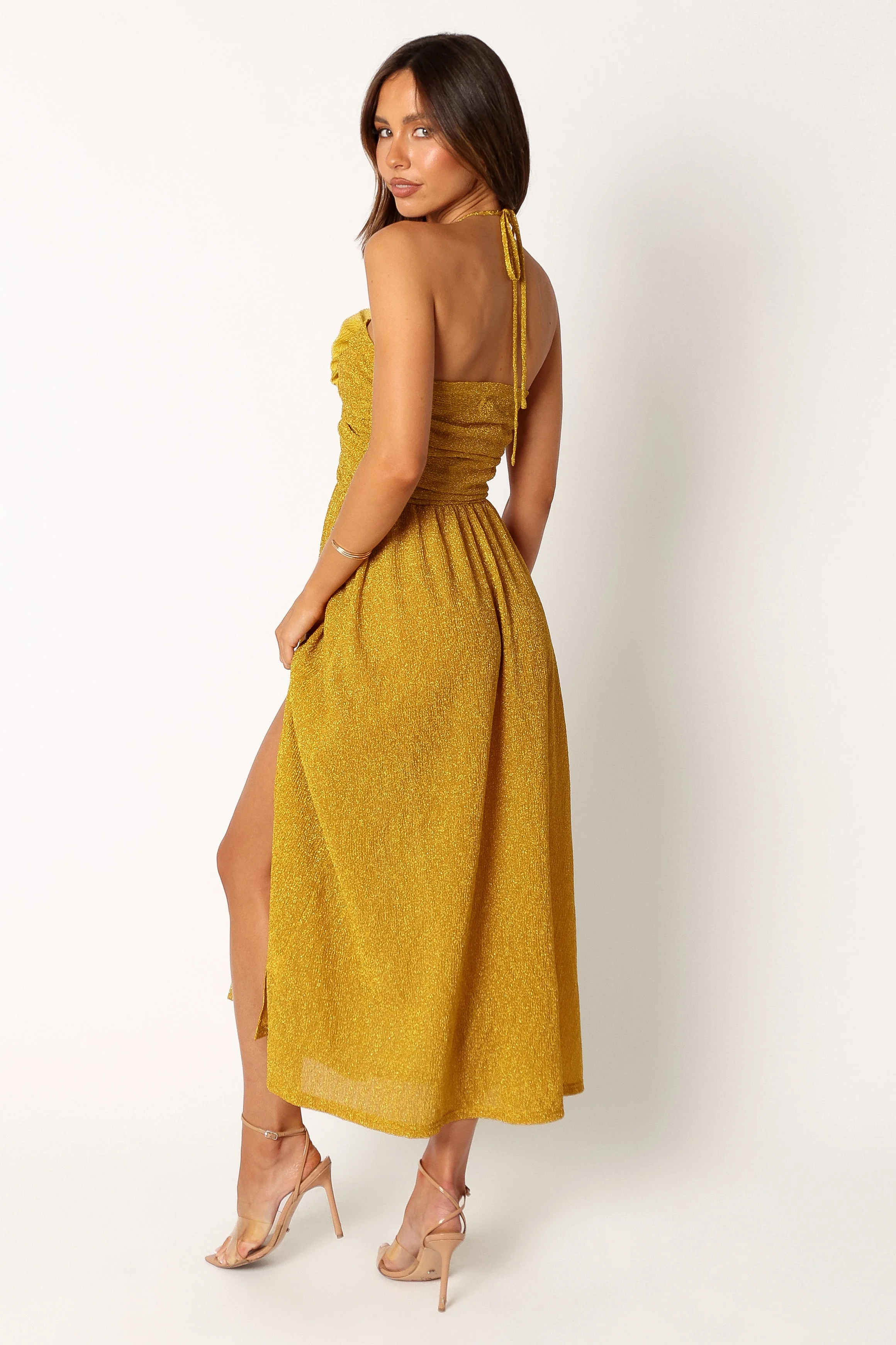 Arya Halterneck Midi Dress - Yellow