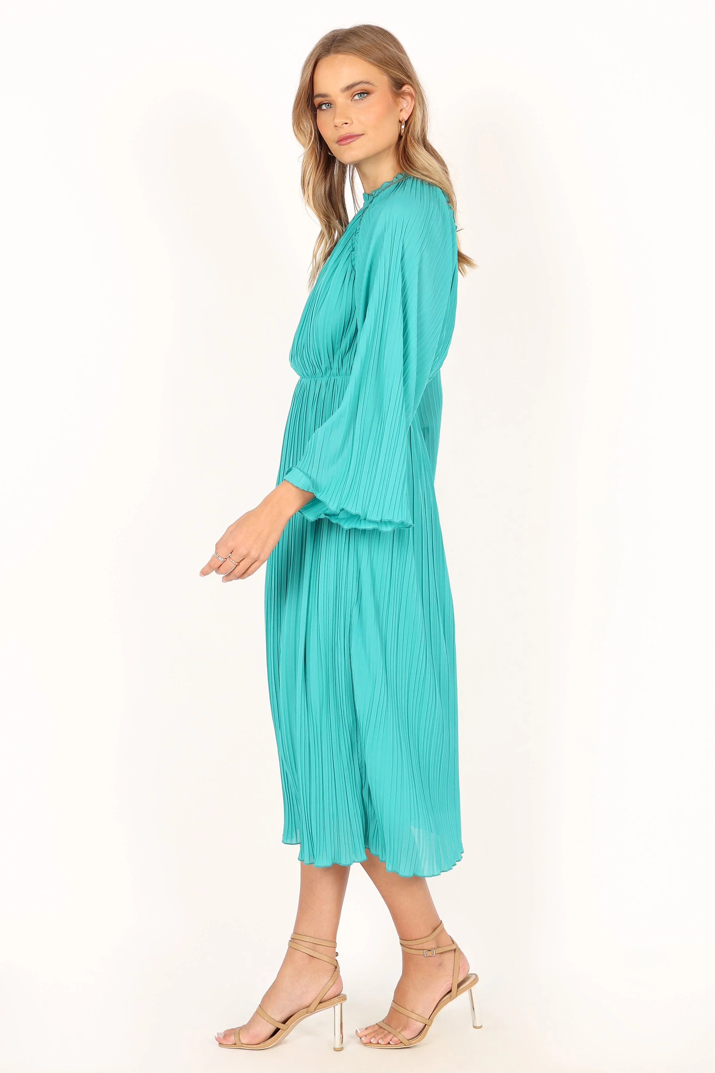 Olivia Long Sleeve Midi Dress - Teal