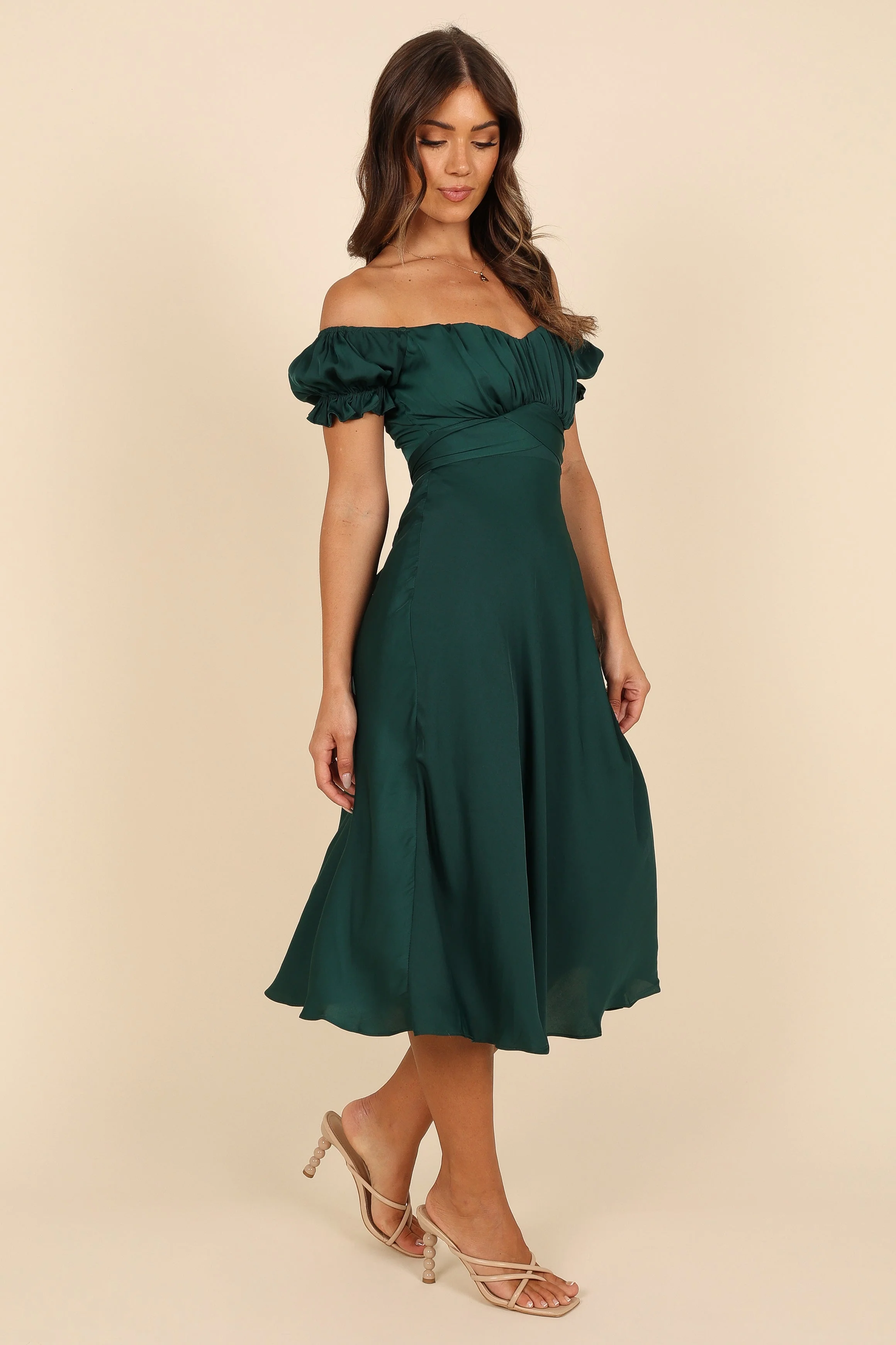 Mickenna Sweetheart Frill Midi Dress - Emerald