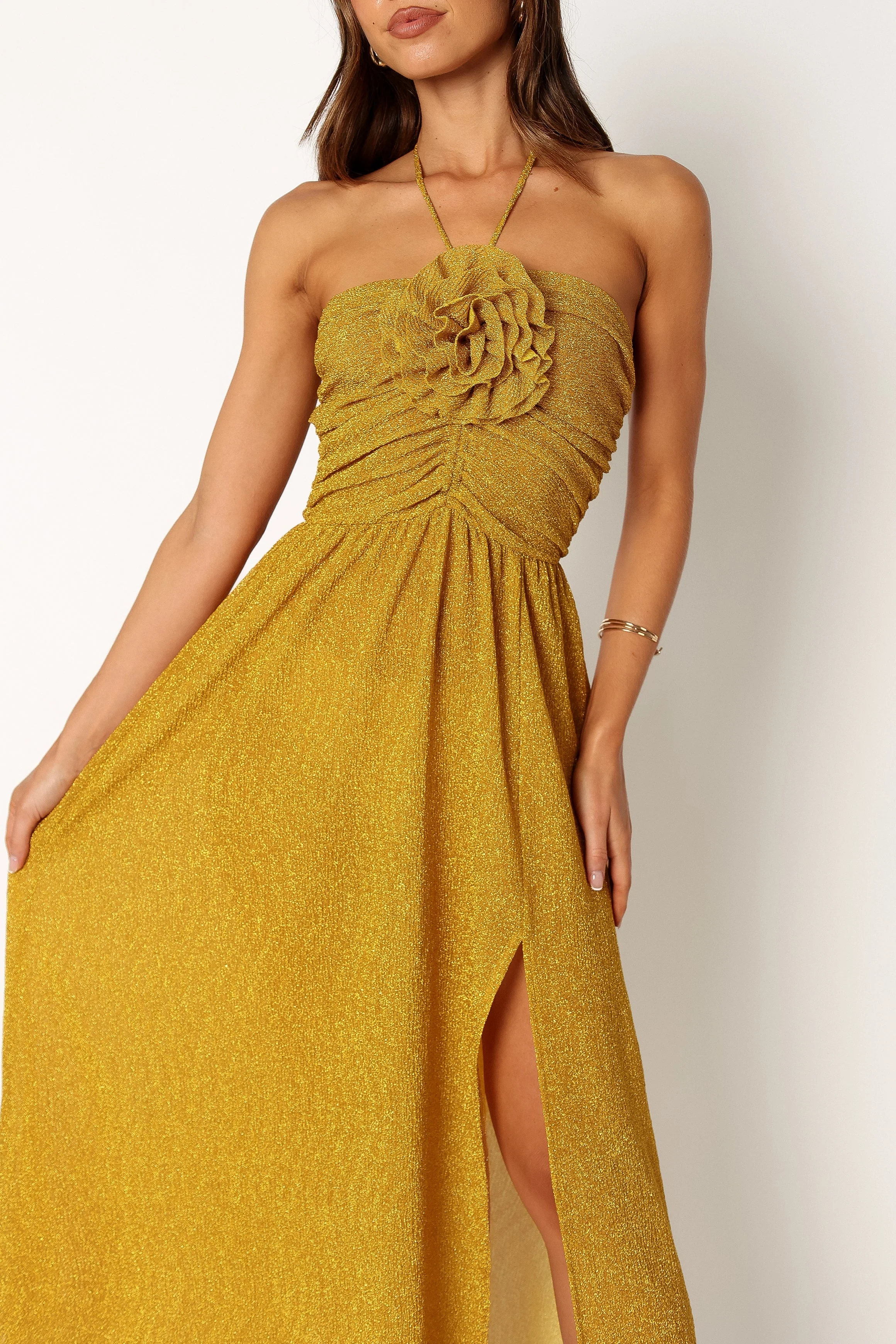 Arya Halterneck Midi Dress - Yellow