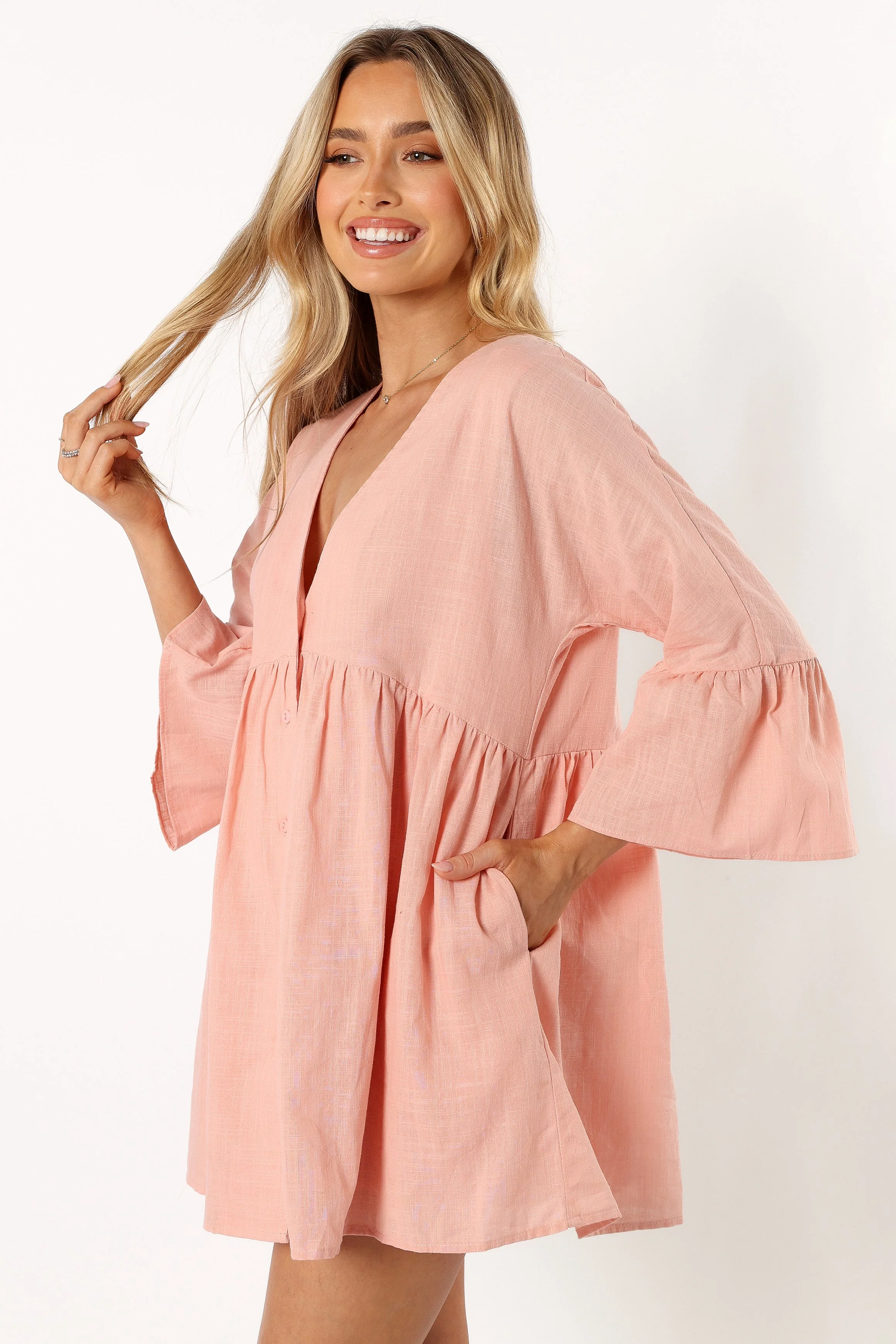 Leif Long Sleeve Mini Dress - Pink
