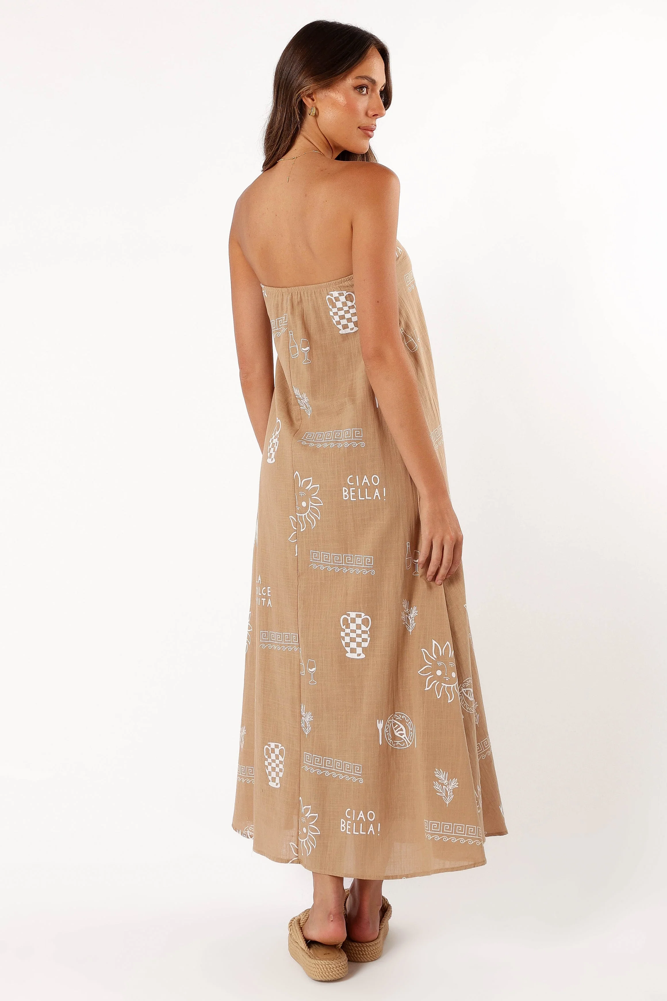 Rue Maxi Dress - Tan White