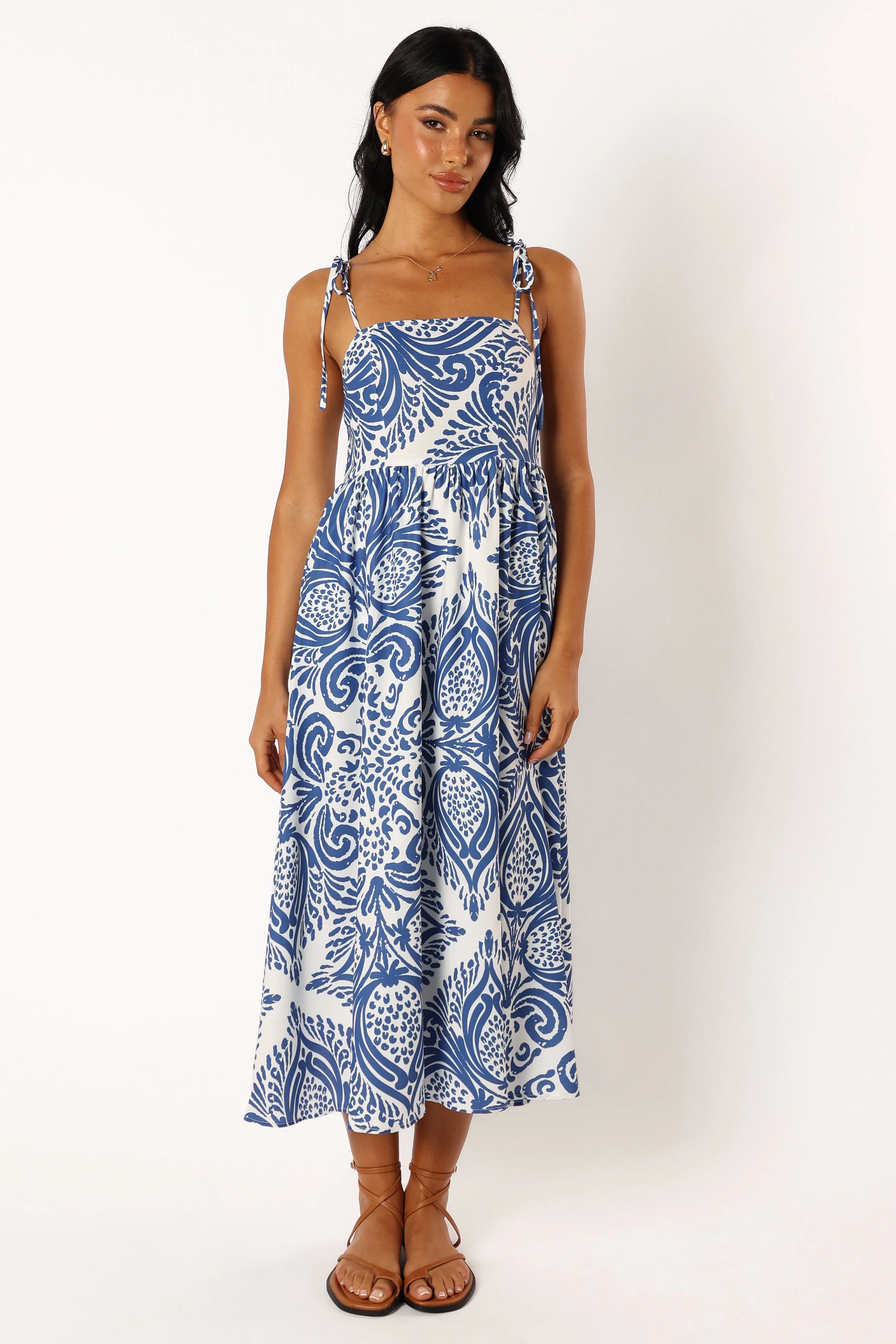 Stazie Midi Dress - Blue White Print