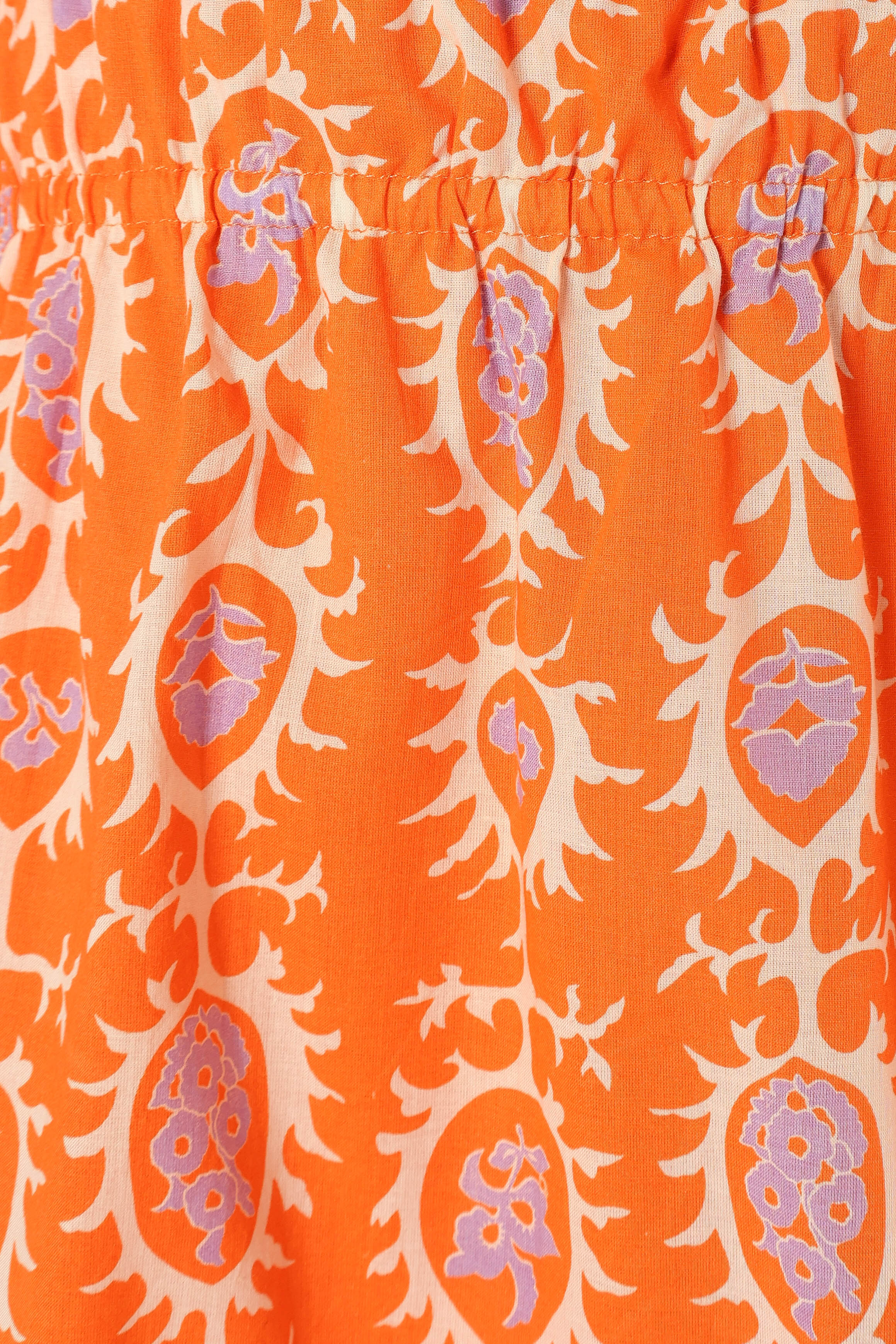 Carmen Off Shoulder Mini Dress - Orange Print