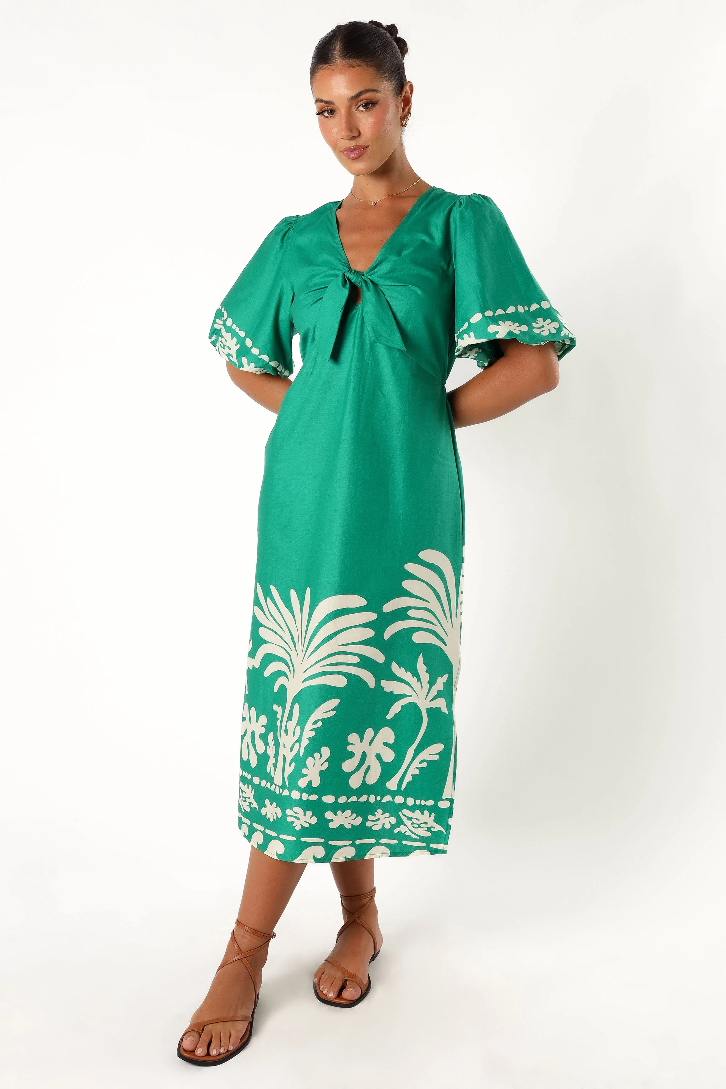 Chinta Midi Dress - Green Print