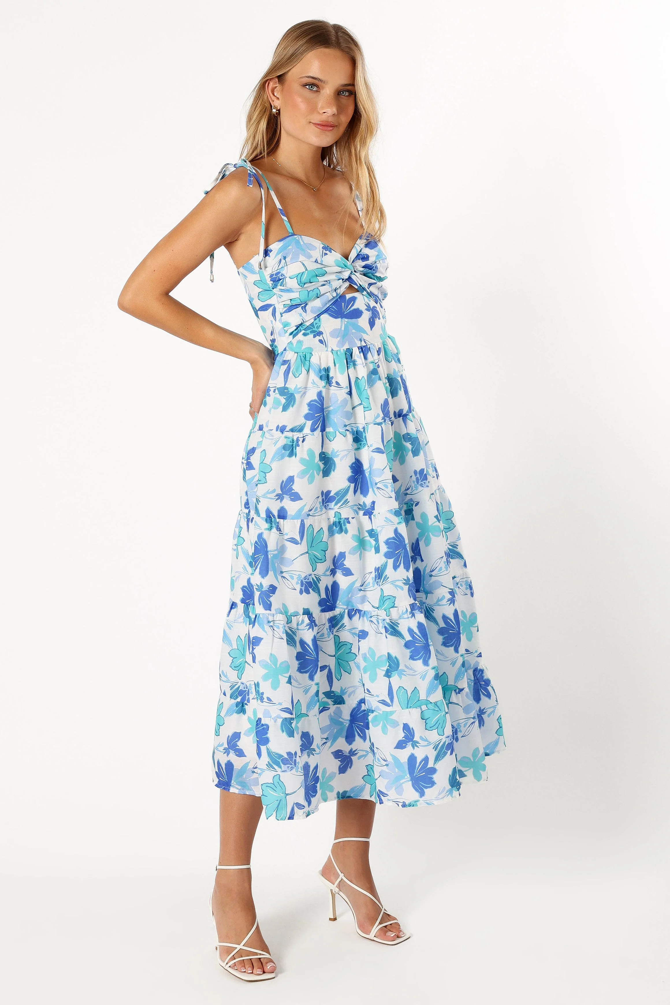 Lulu Cut Out Maxi Dress - Blue Floral