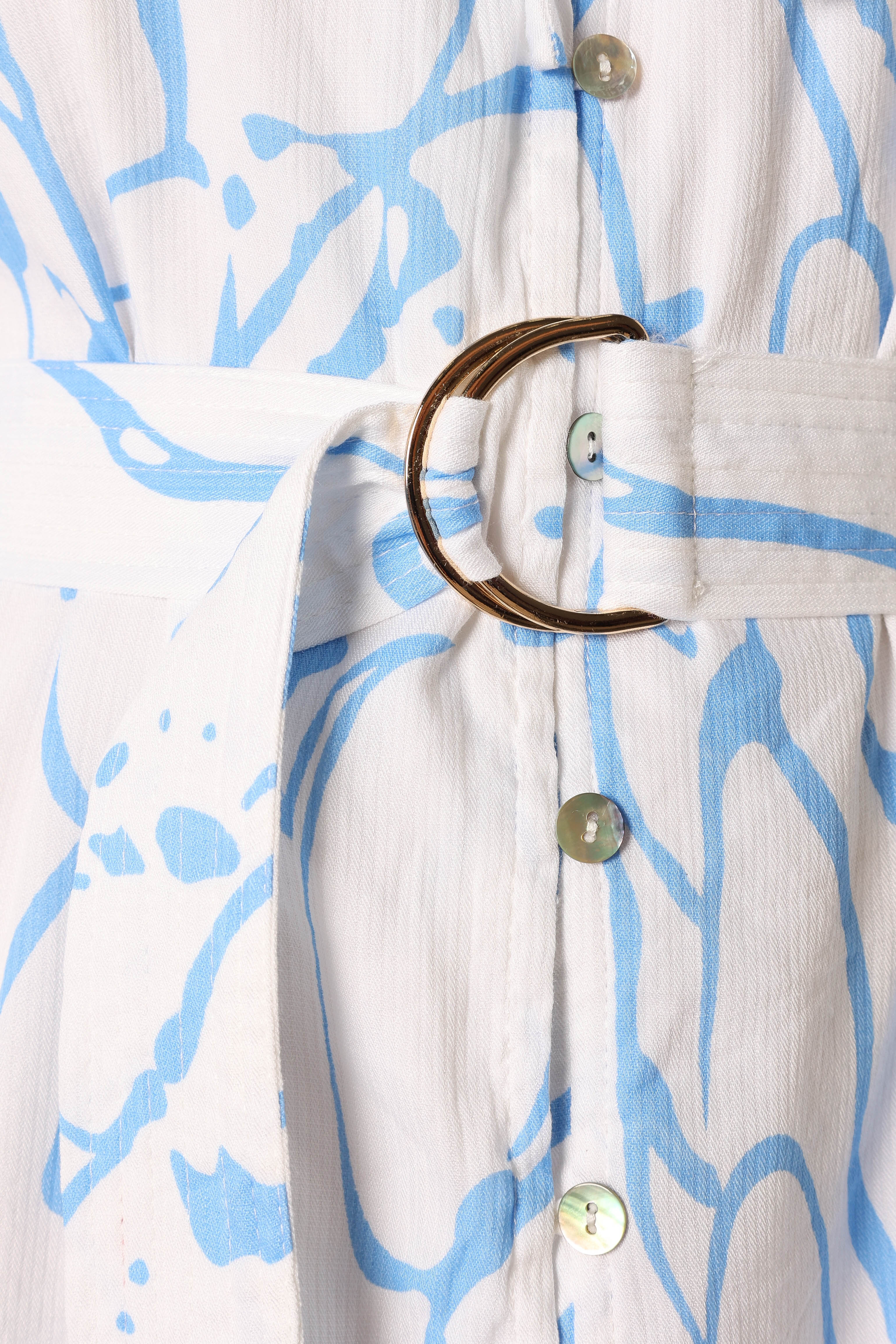 Beau Off Shoulder Mini Dress - Blue Print