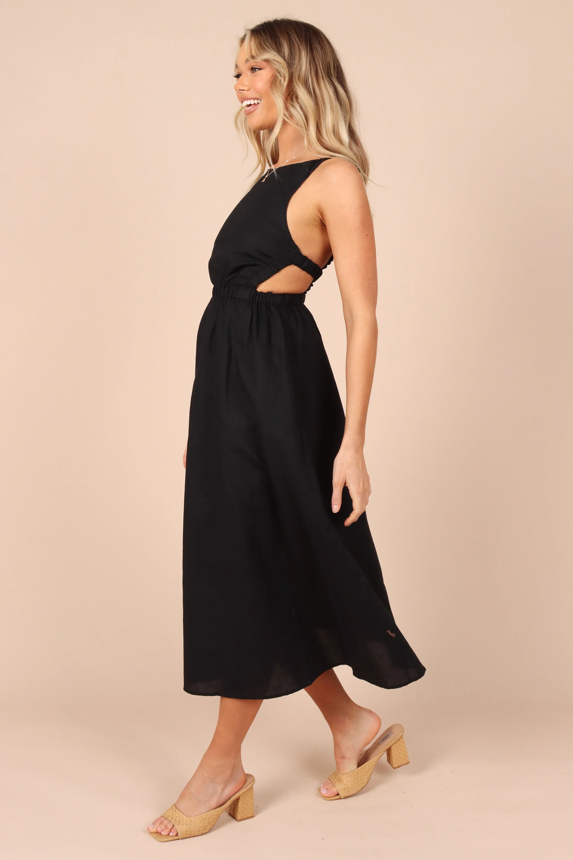 Aubrey Cutout Midi Dress - Black