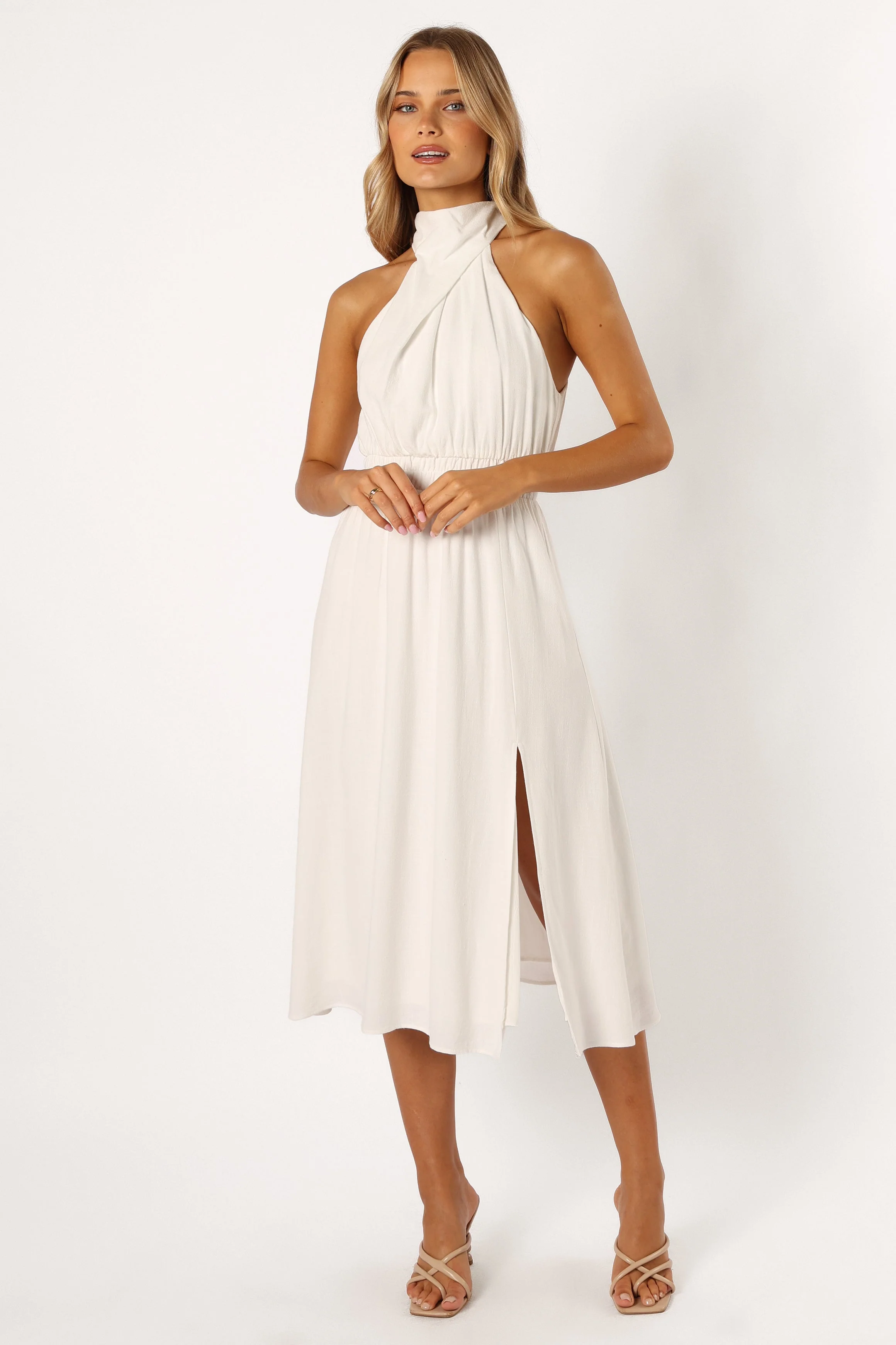 Caliente Halterneck Midi Dress - White