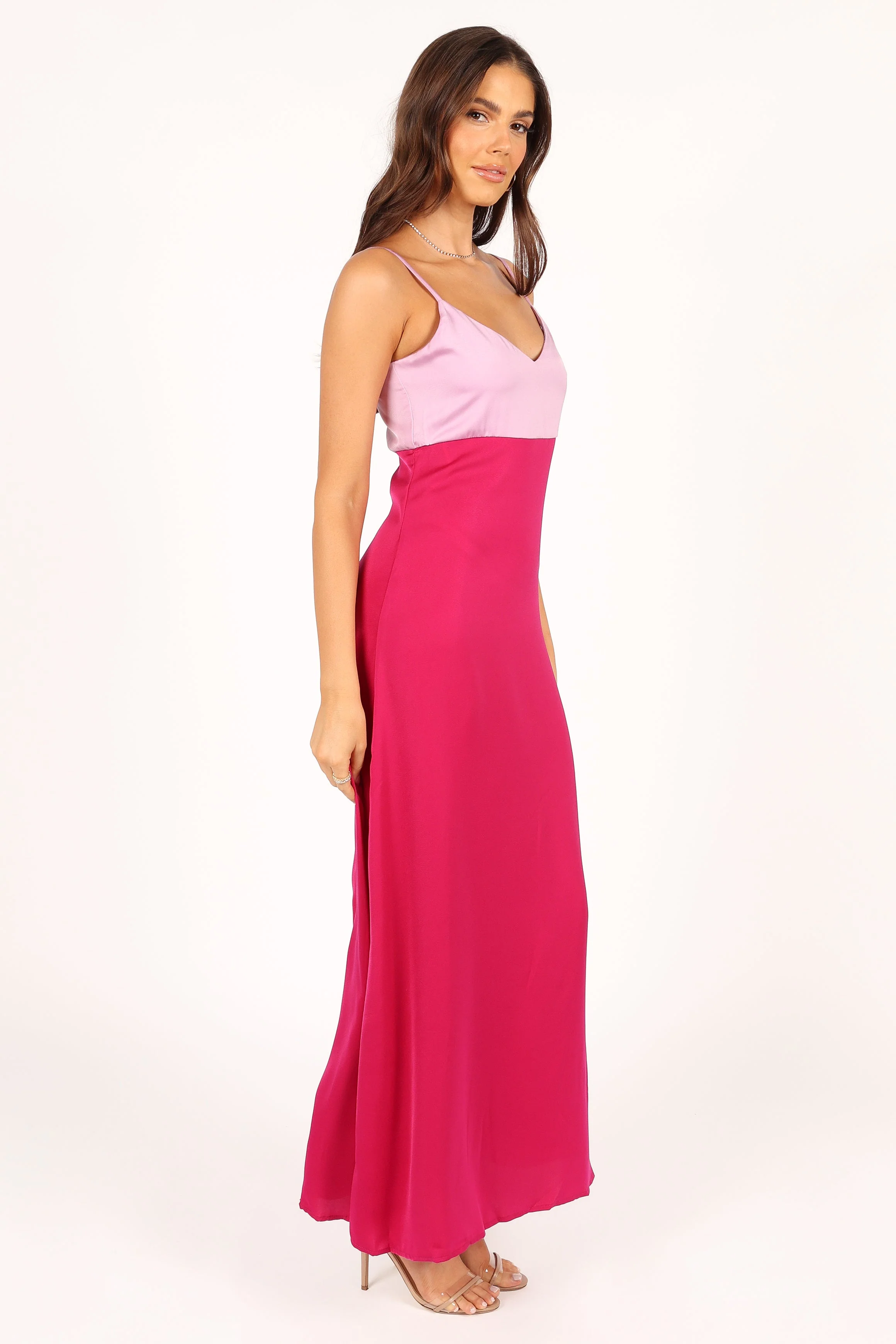 Lumley Colourblock Slip Midi Dress - Berry/Dusty Rose