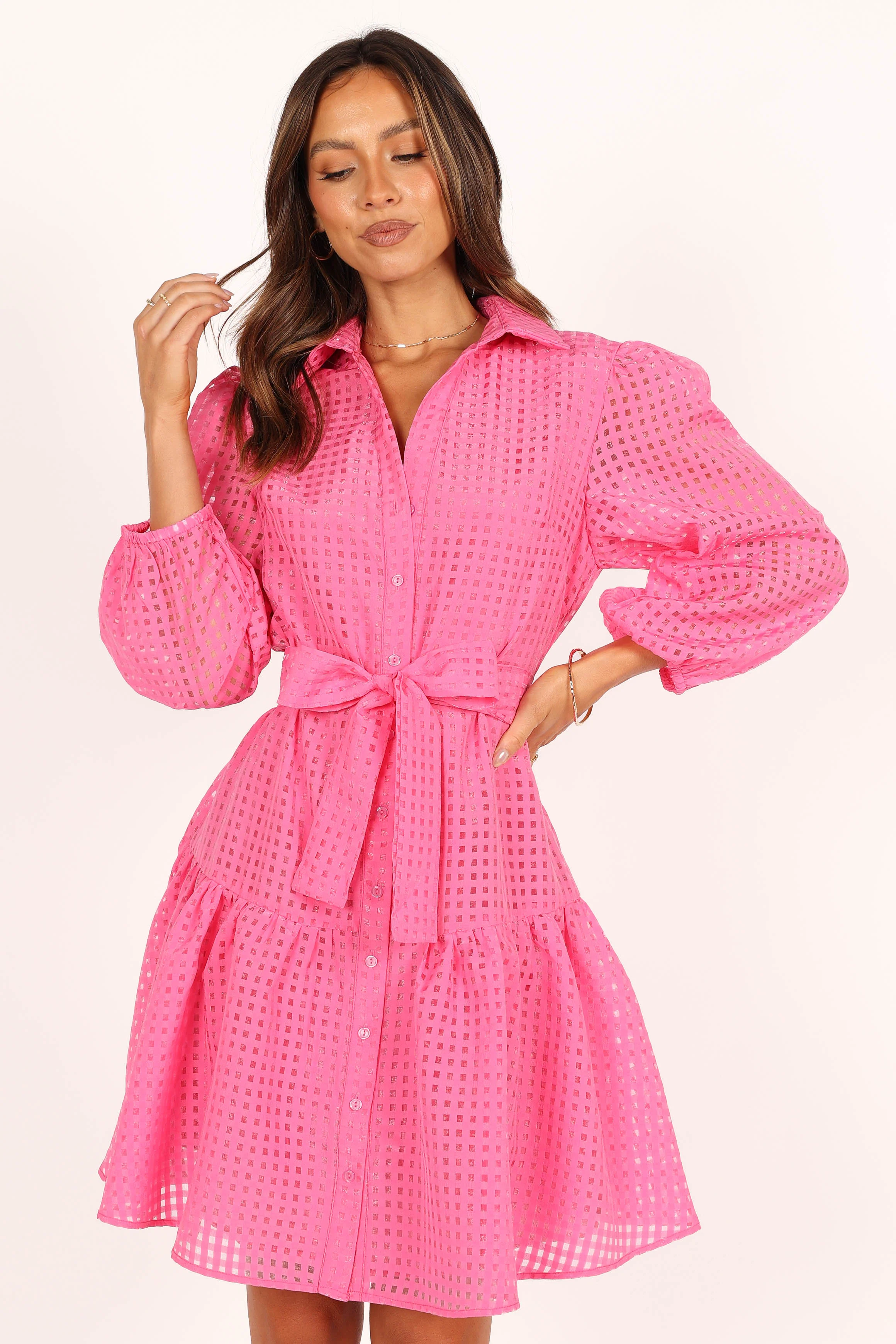 Belinda Long Sleeve Mini Dress - Pink