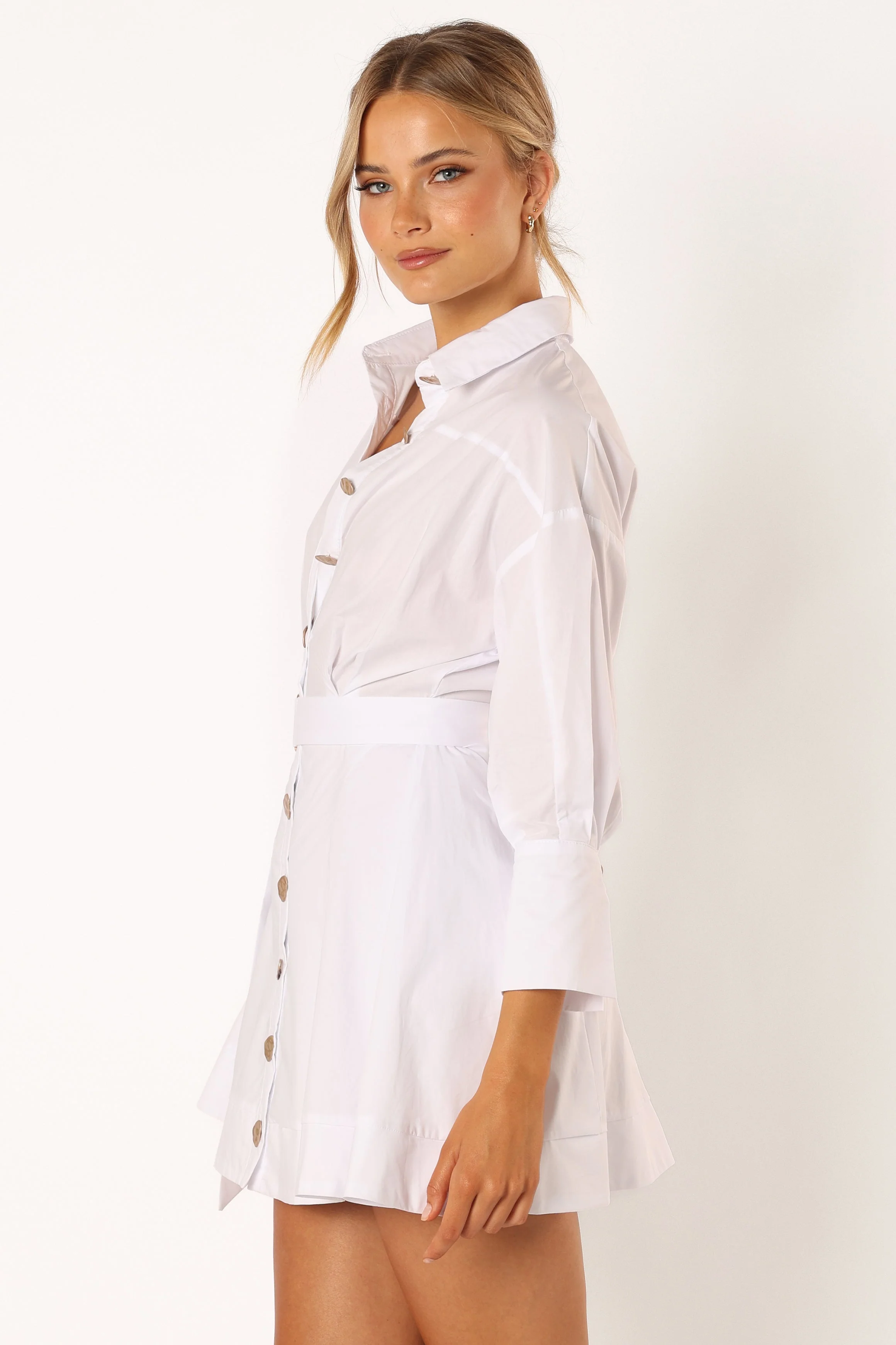 Julia Belted Mini Dress - White