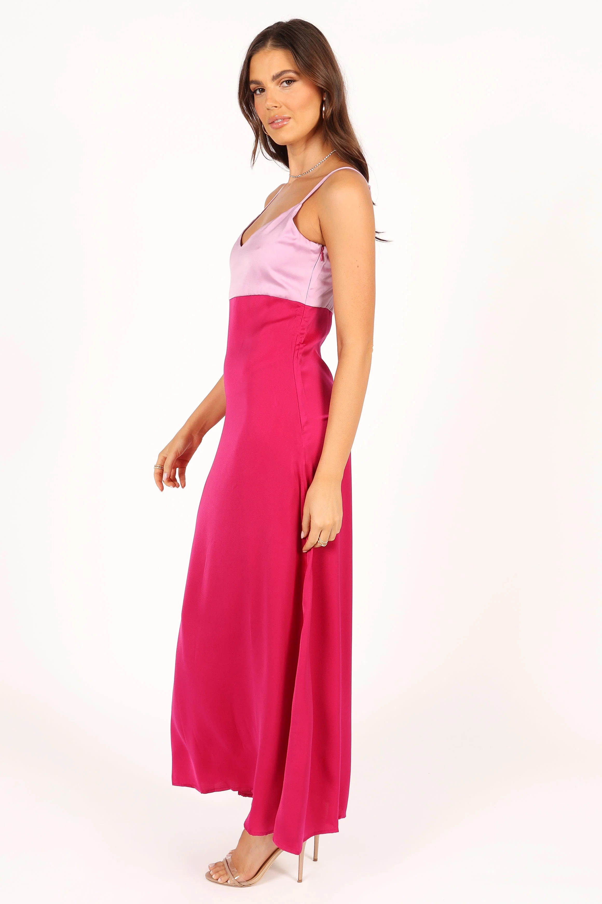 Lumley Colourblock Slip Midi Dress - Berry/Dusty Rose
