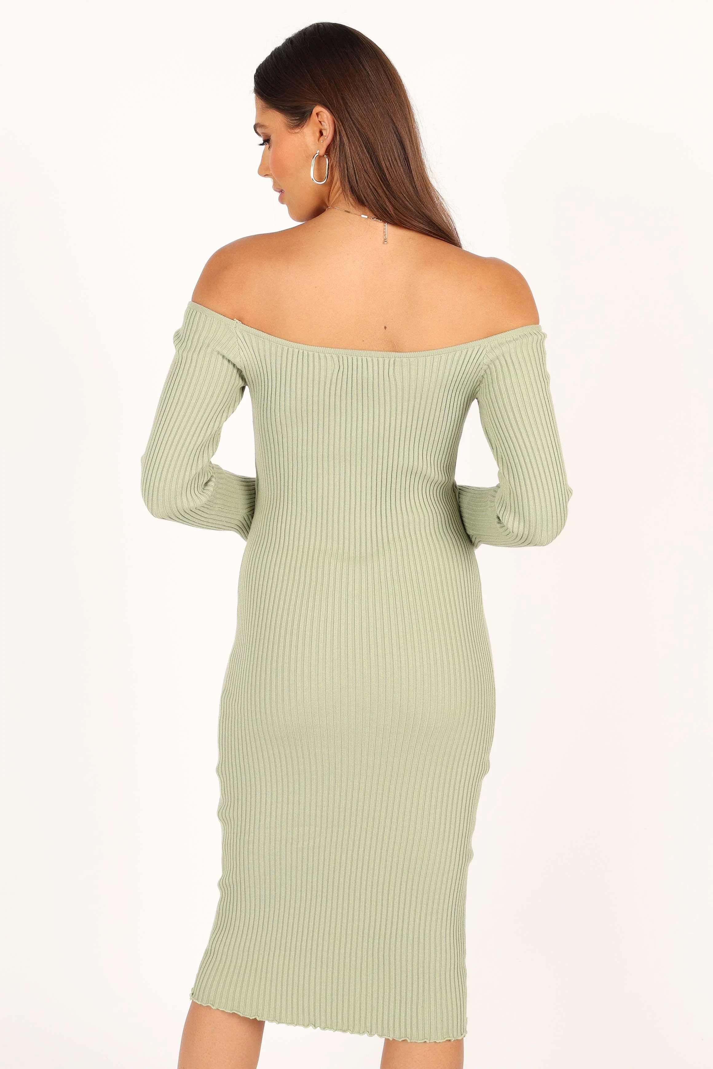 Geneva Off Shoulder Midi Dress - Sage