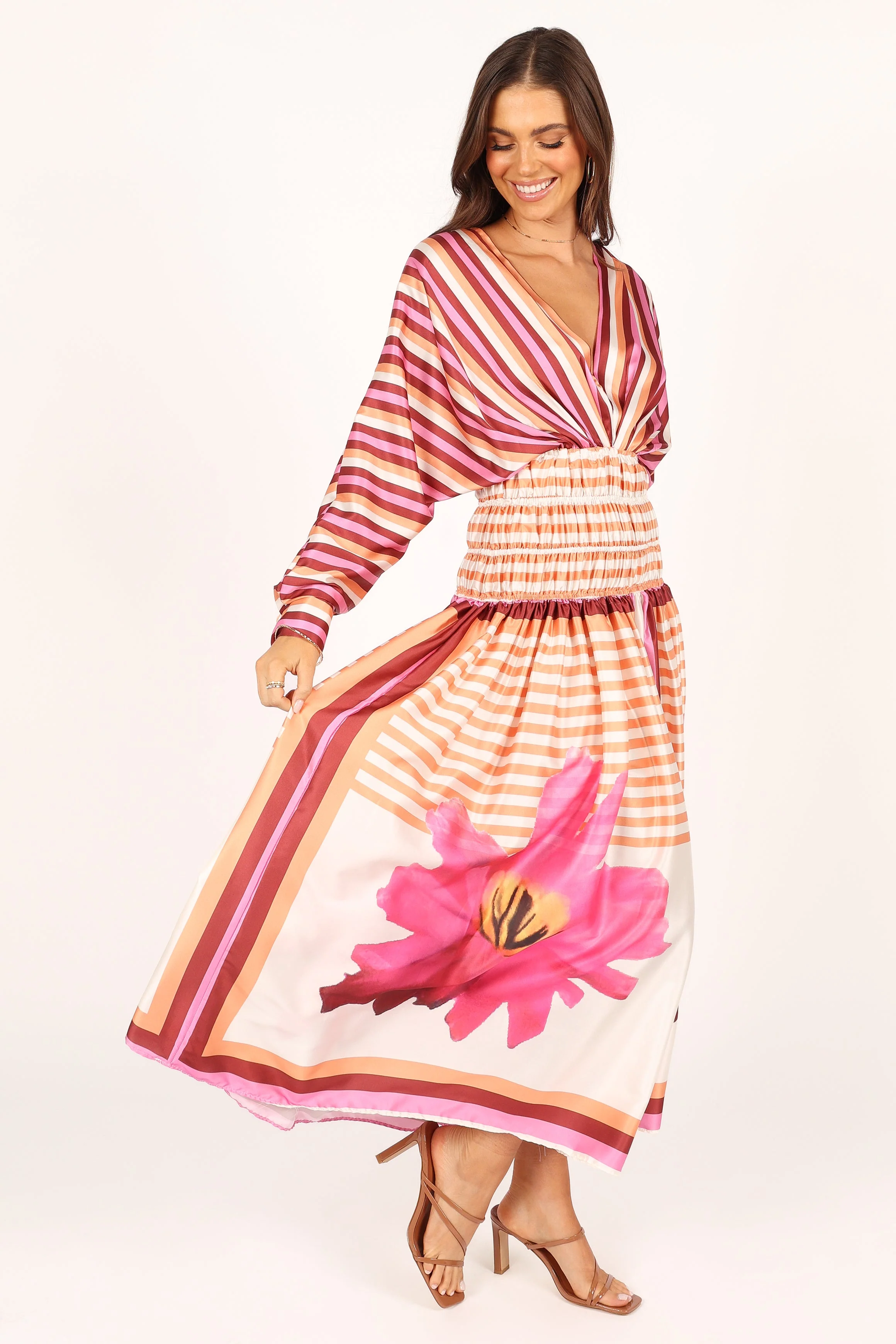 Emilia Long Sleeve Maxi Dress - Pink Stripe