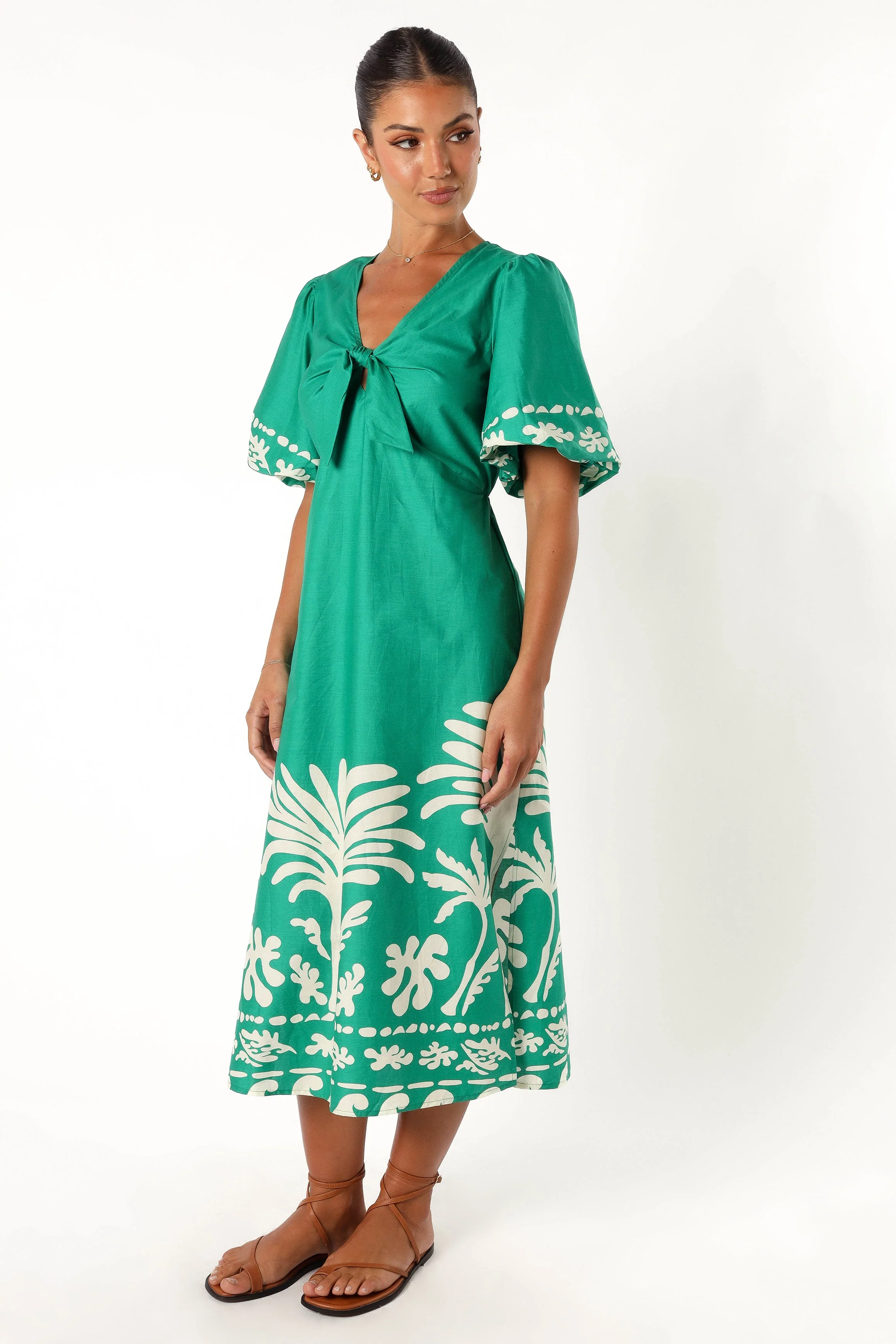 Chinta Midi Dress - Green Print