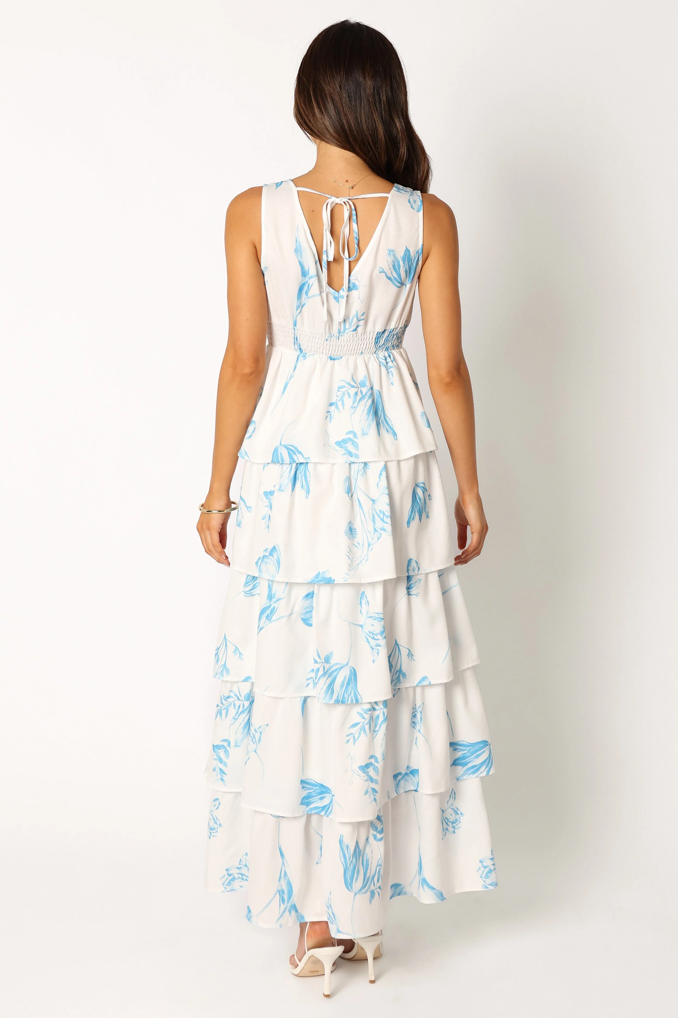 Flora Tiered Maxi Dress - White Floral