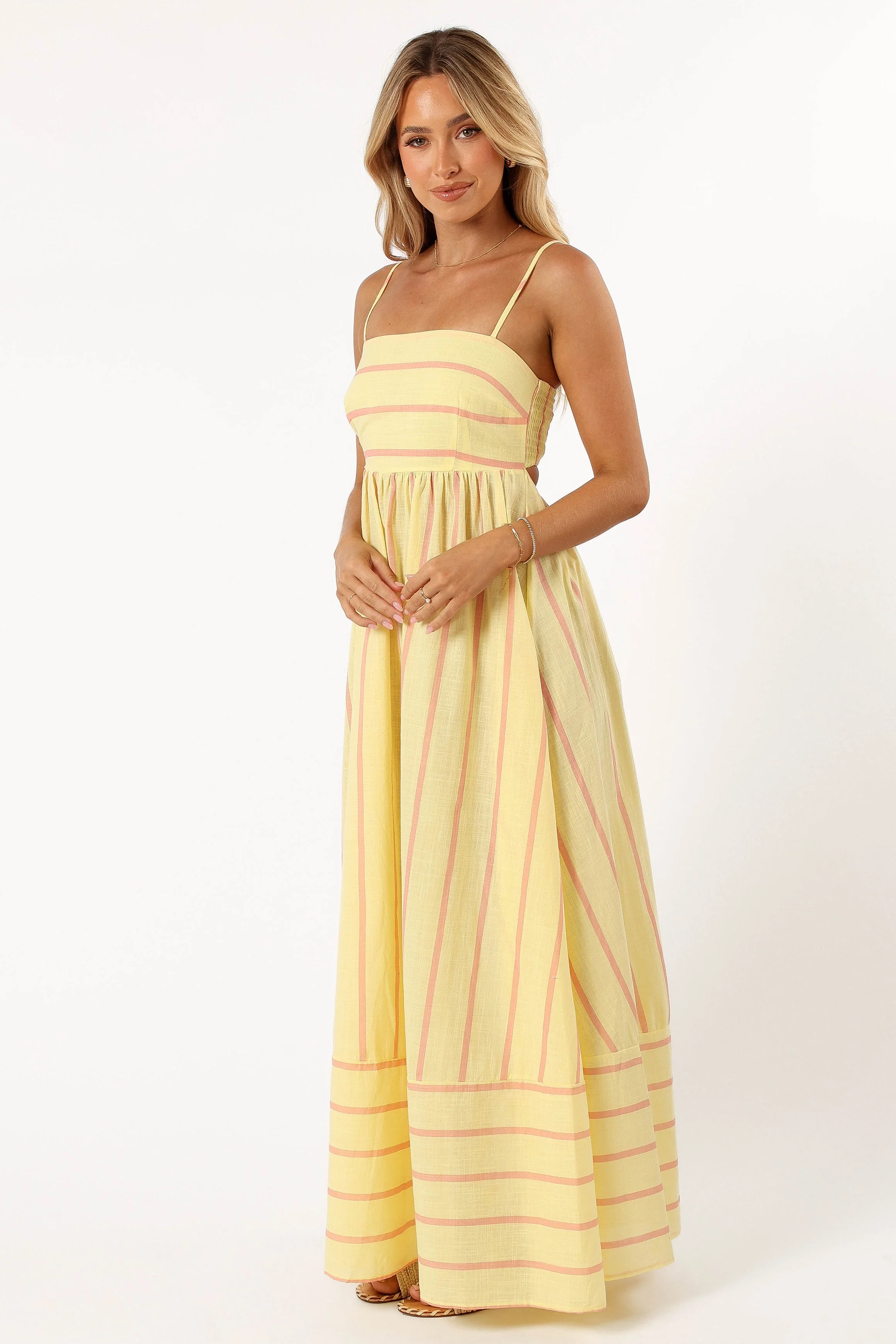 Pixie Maxi Dress - Yellow Pink Stripe