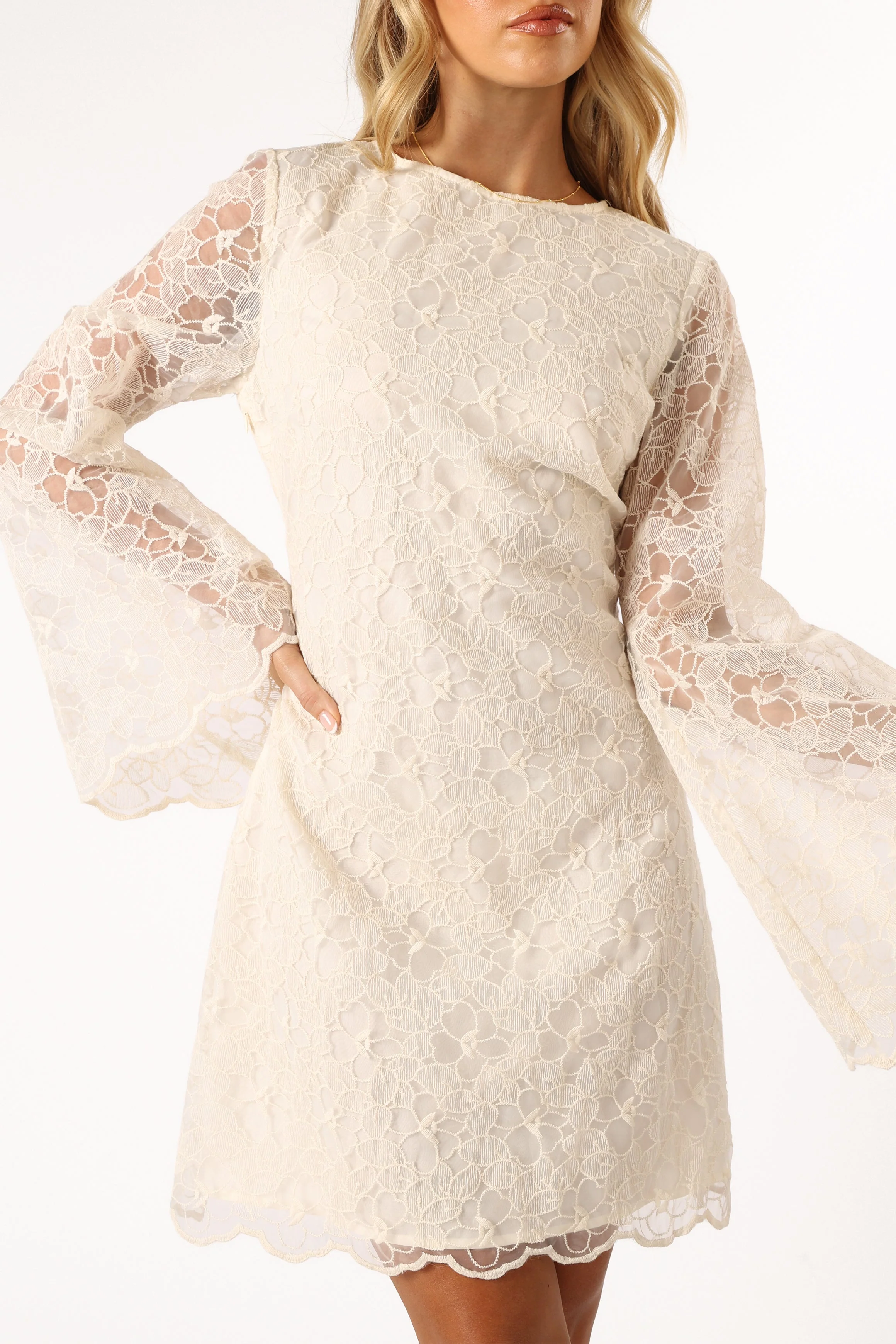 Quinn Bell Sleeve Mini Dress - Cream